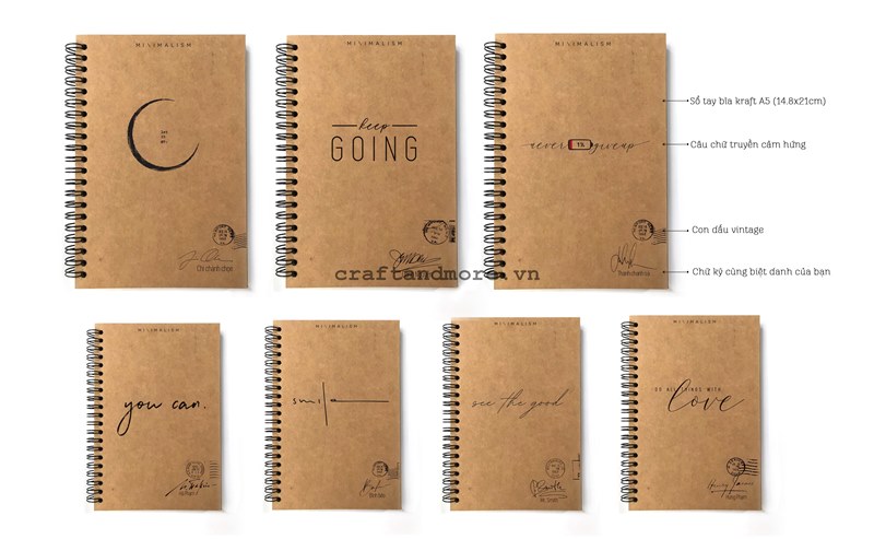 Sổ tay giấy kraft nâu vintage
