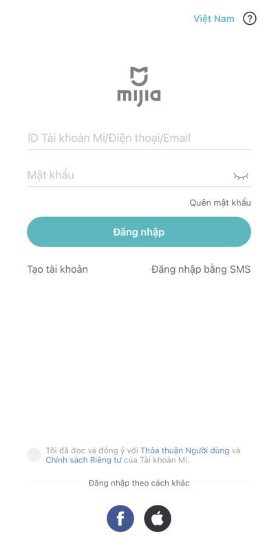 Đăng ký tài khoản Xiaomi