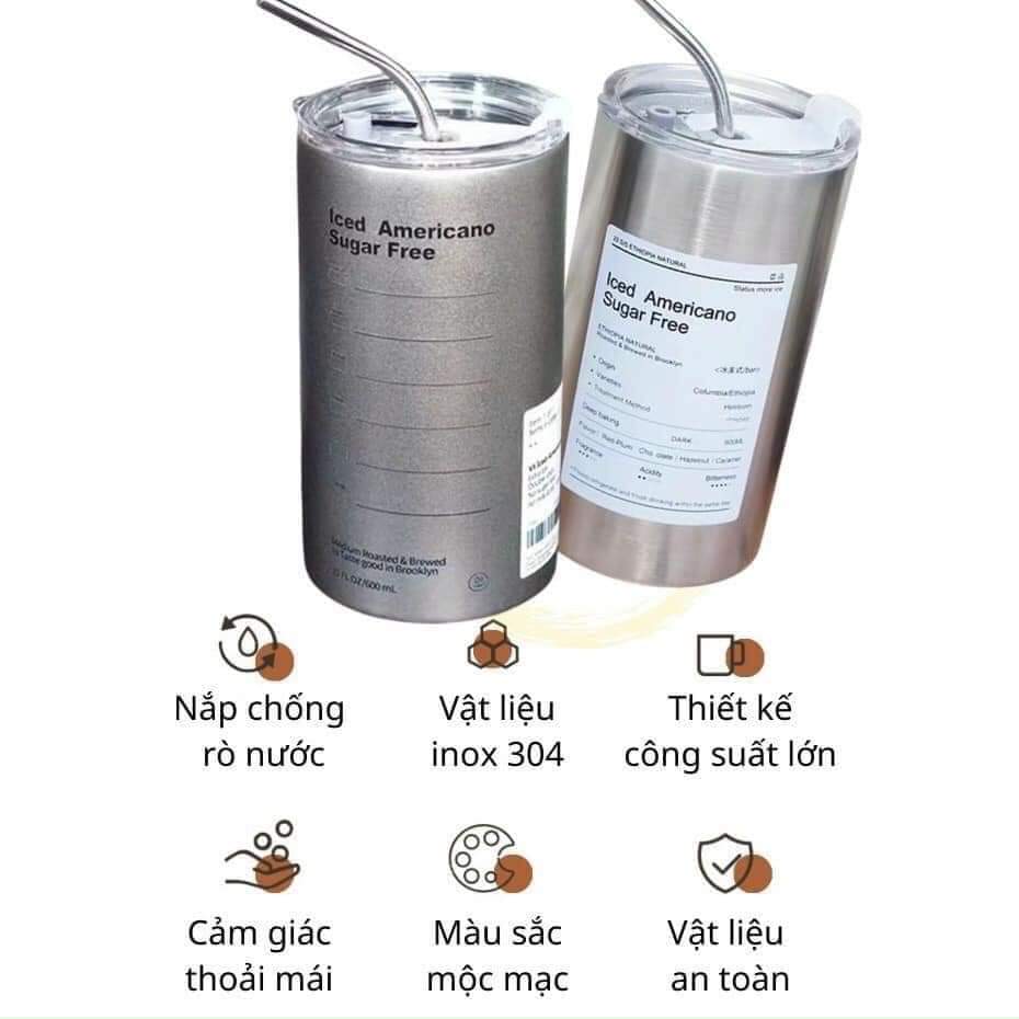 LY INOX 600ML KÈM ỐNG HÚT