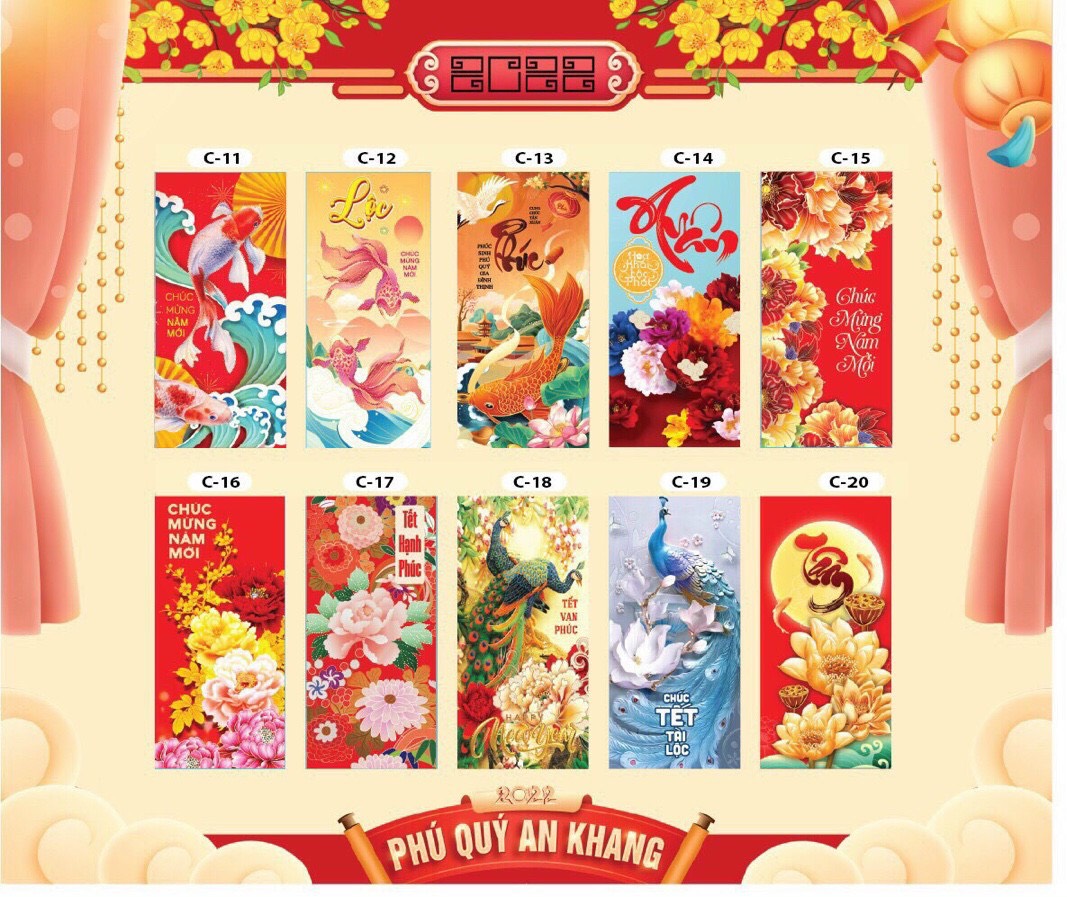 COMBO 10 XẤP BAO LÌ XÌ ĐỦ MẪU