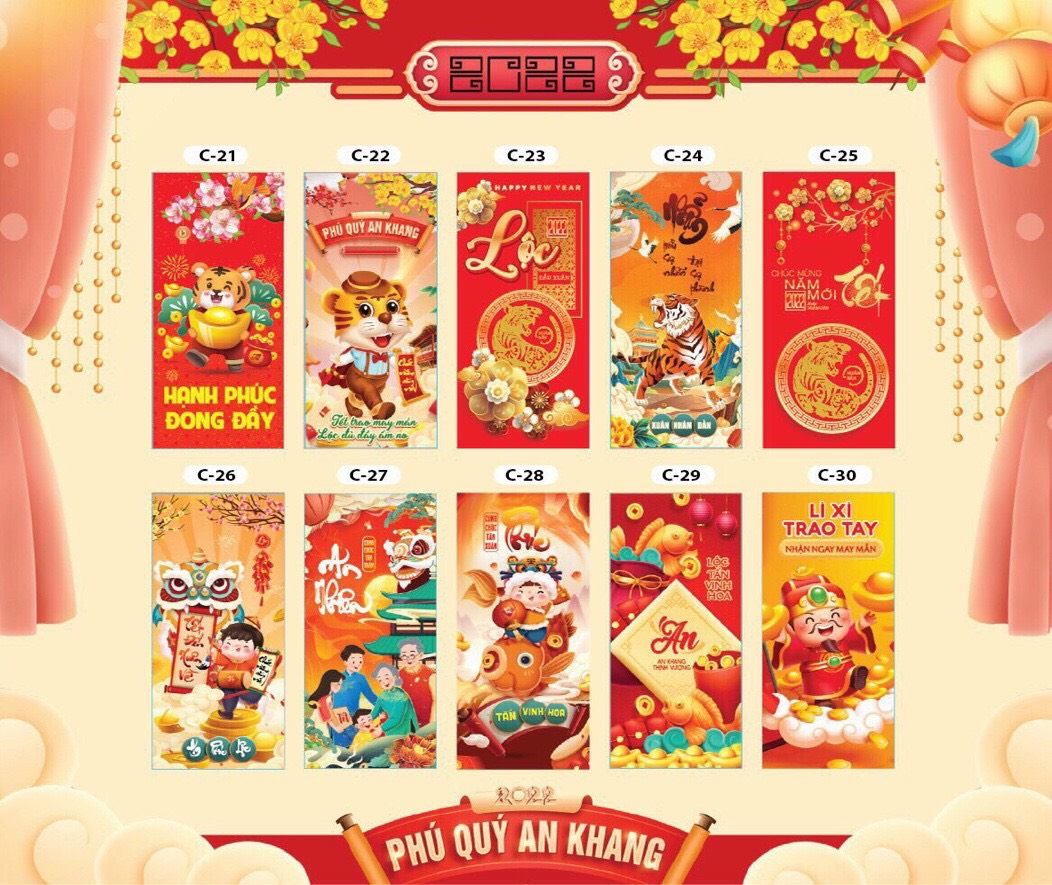 COMBO 10 XẤP BAO LÌ XÌ ĐỦ MẪU