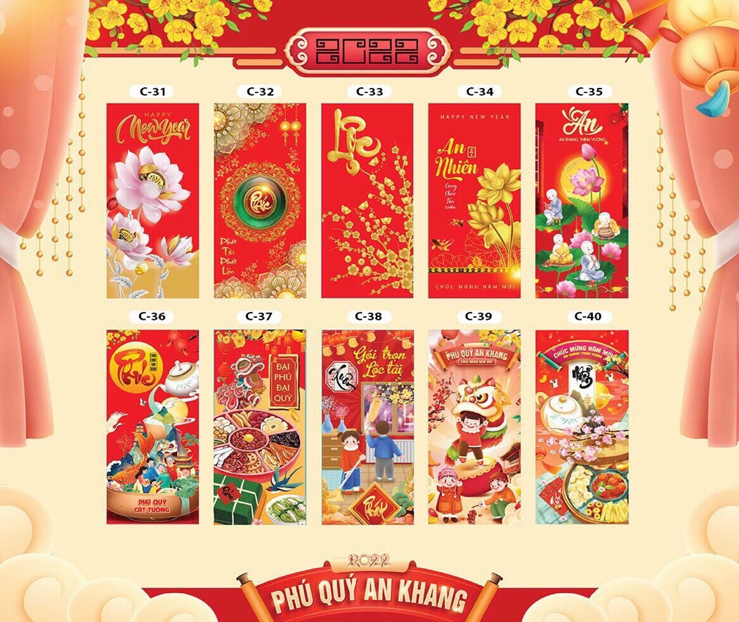 COMBO 10 XẤP BAO LÌ XÌ ĐỦ MẪU