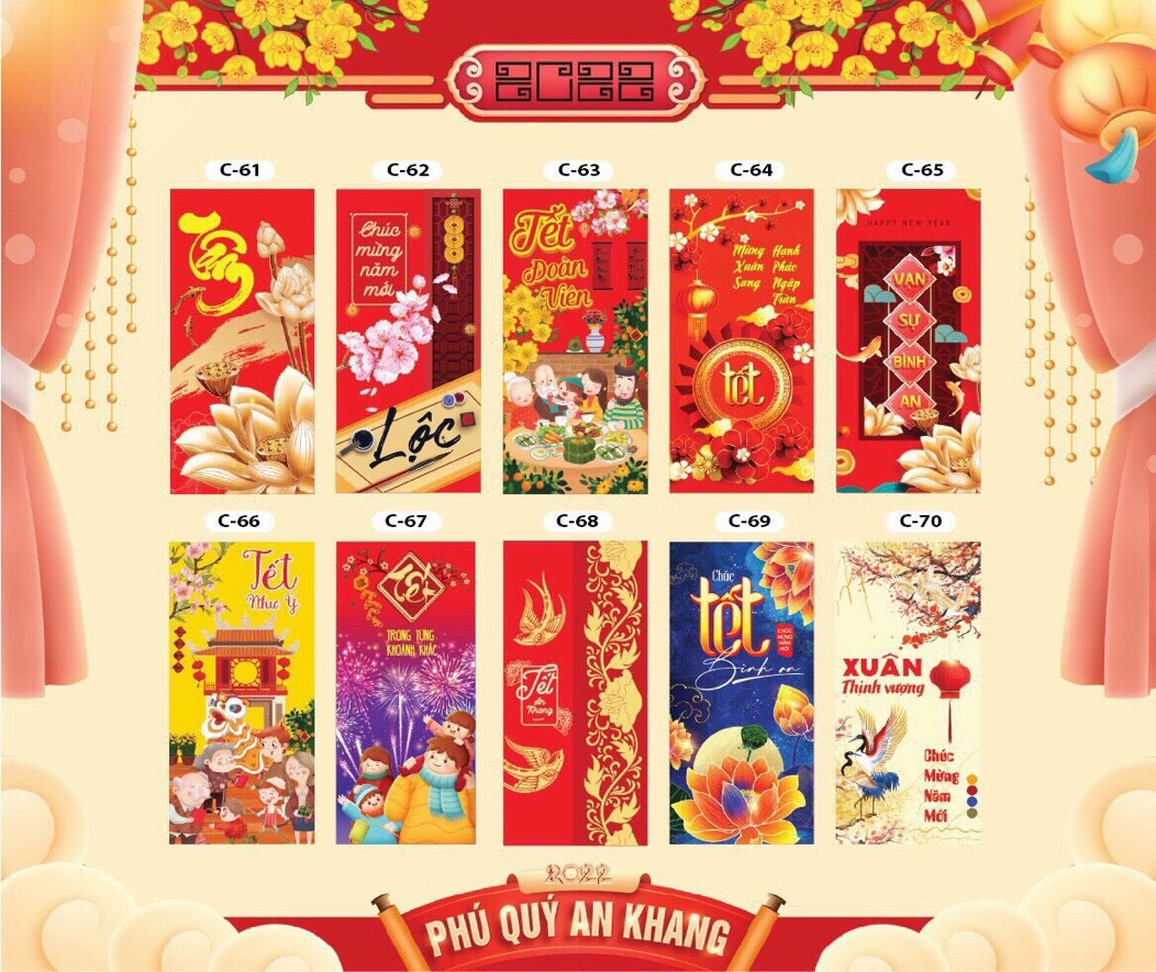 COMBO 10 XẤP BAO LÌ XÌ ĐỦ MẪU