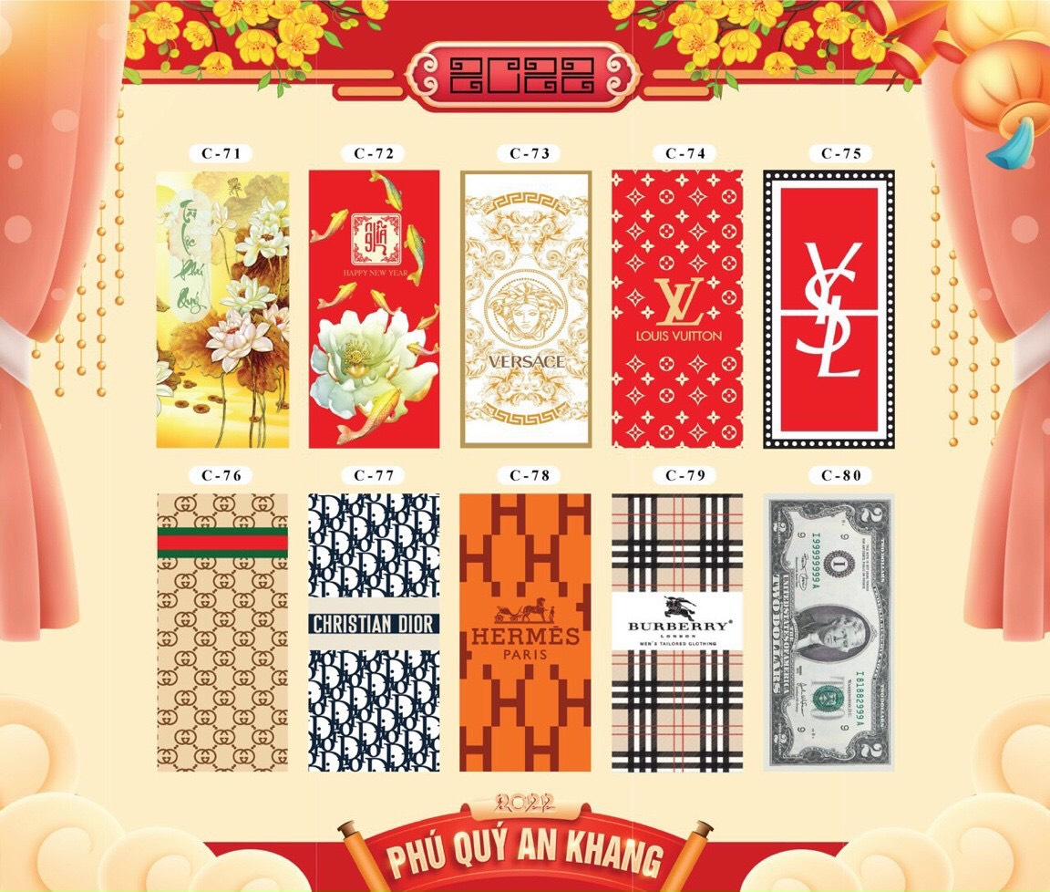 COMBO 10 XẤP BAO LÌ XÌ ĐỦ MẪU