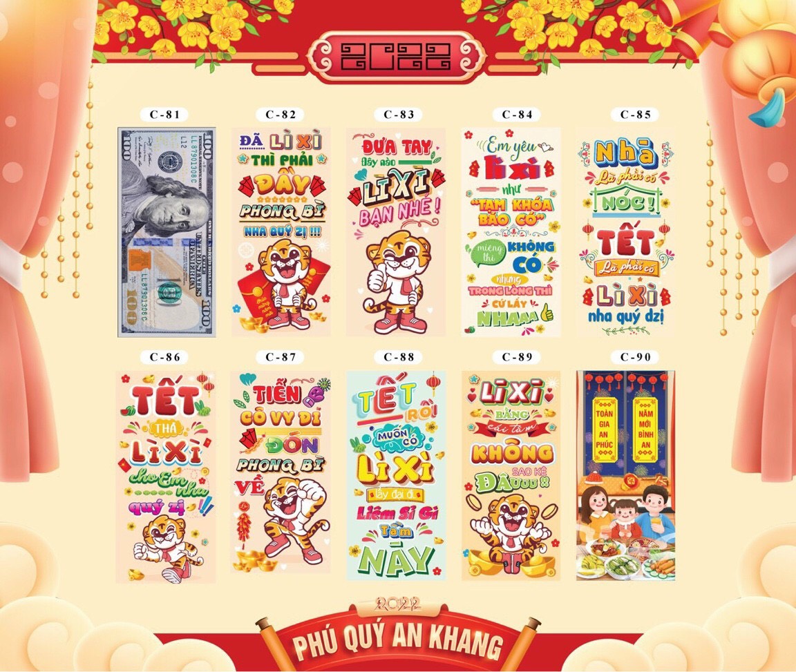 COMBO 10 XẤP BAO LÌ XÌ ĐỦ MẪU