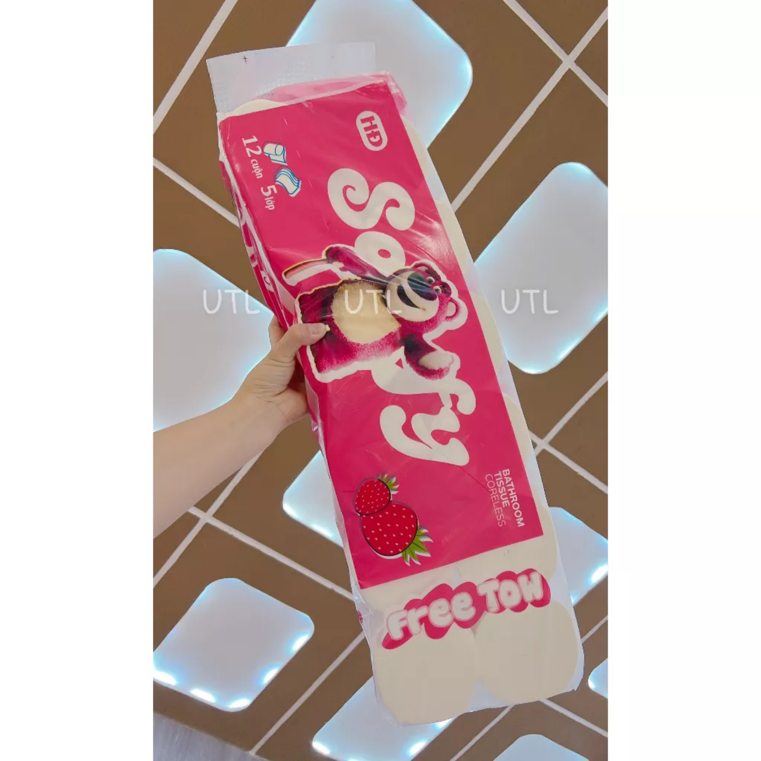 BỊCH 12 CUỘN GIẤY VỆ SINH 5 LỚP GẤU DÂU