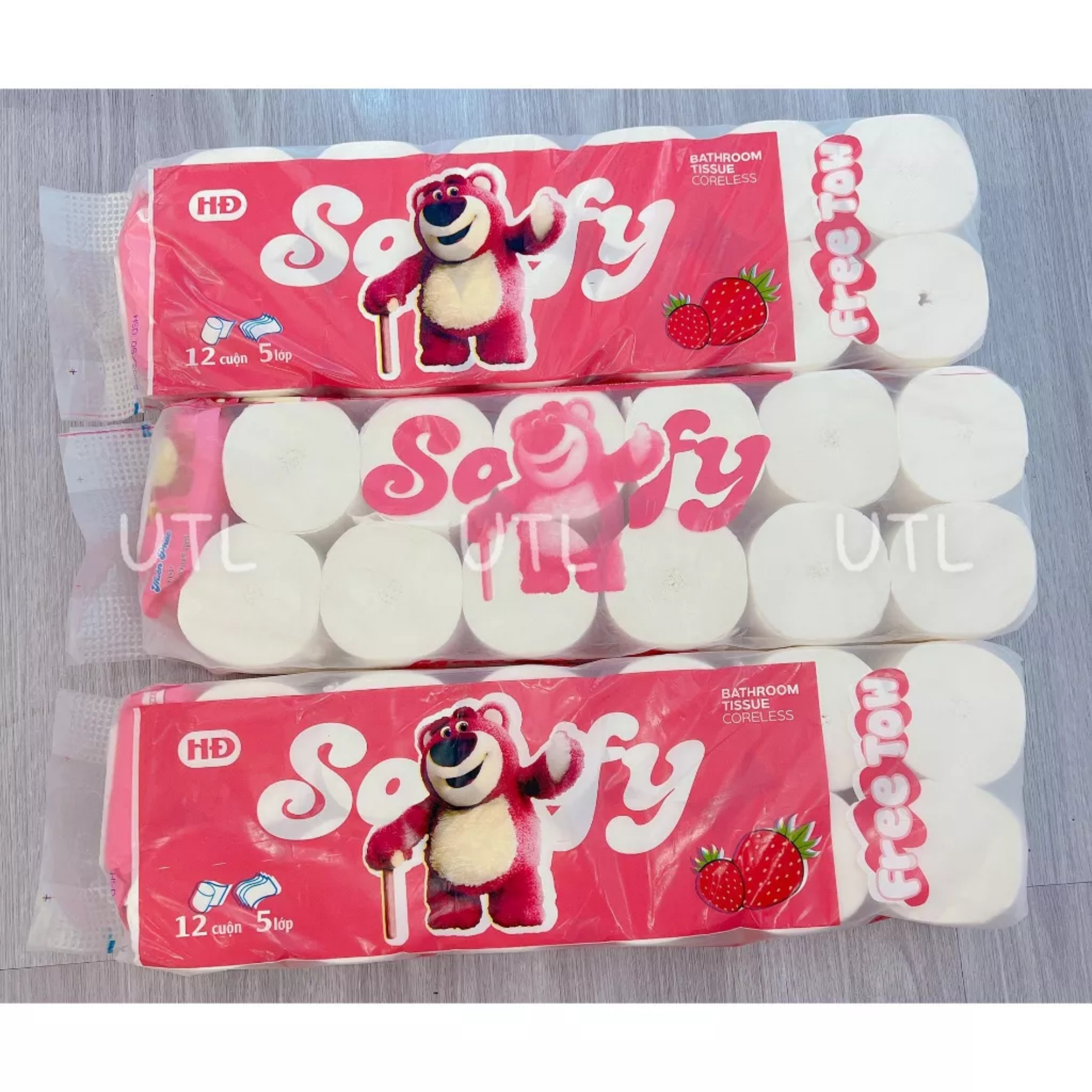 BỊCH 12 CUỘN GIẤY VỆ SINH 5 LỚP GẤU DÂU