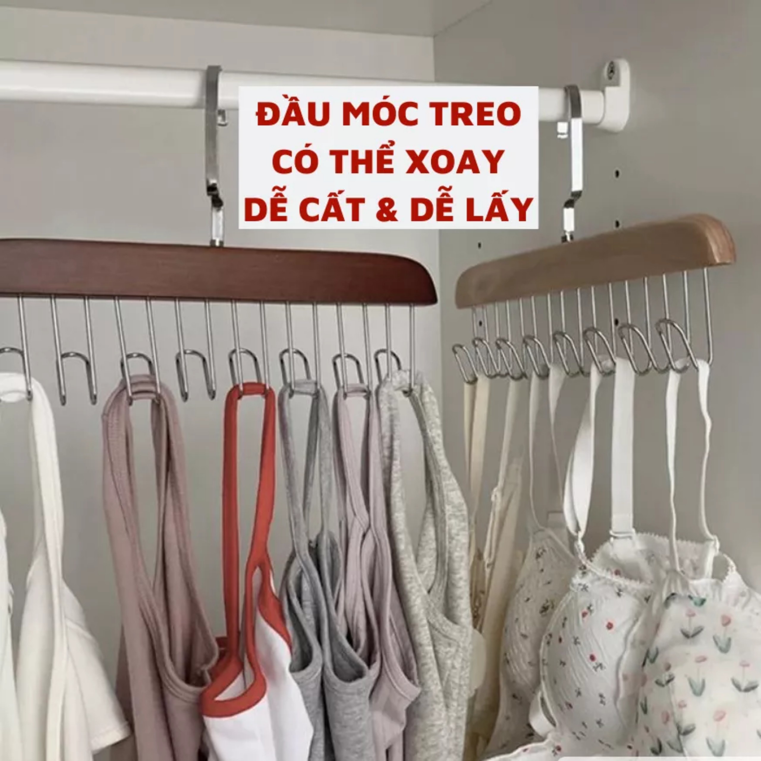 Móc Gỗ Treo Đồ Lót, Thắt Lưng, Cà Vạt, Áo 2 Dây Đa Năng Tiện Dụng