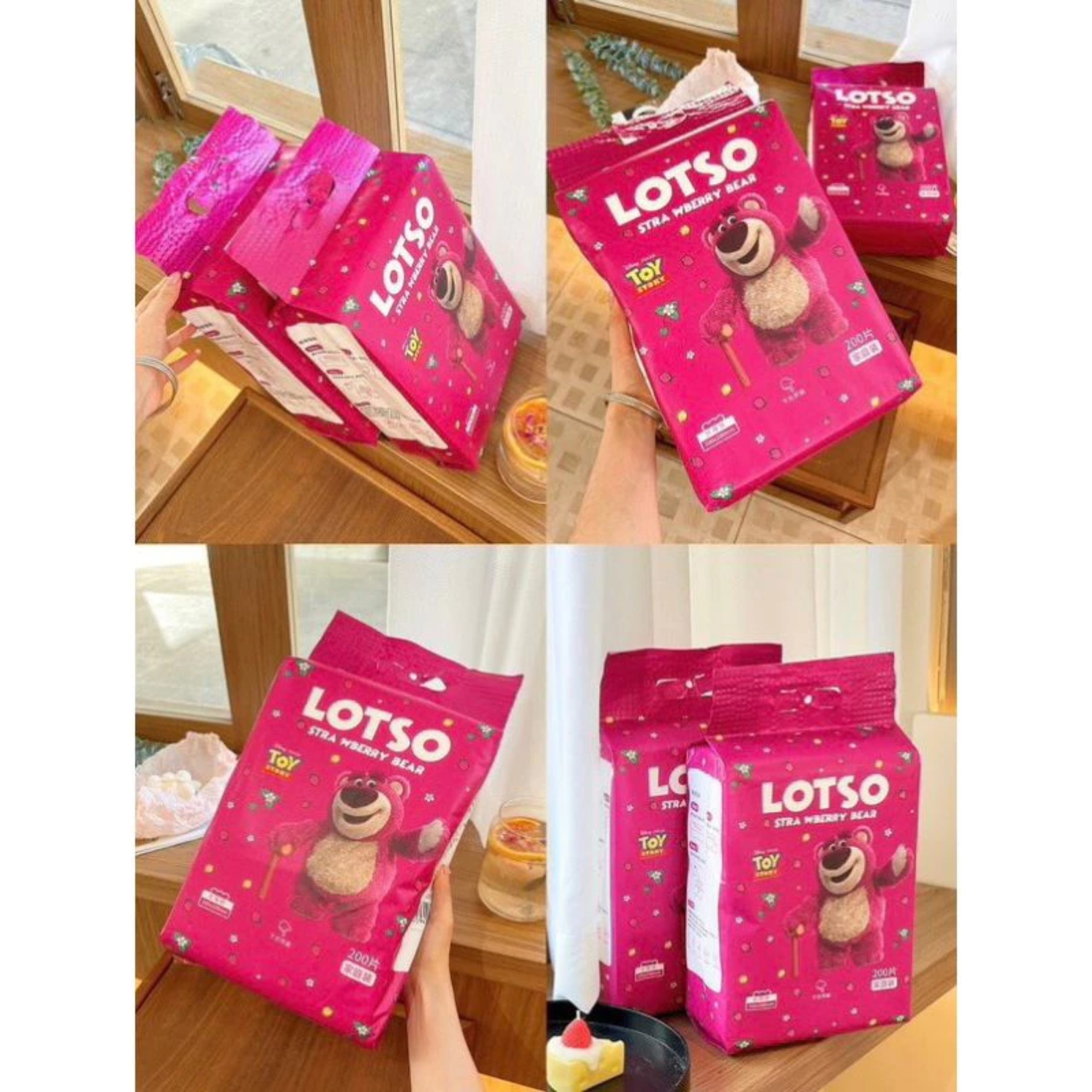 TÚI GIẤY GẤU DÂU RÚT 200 TỜ