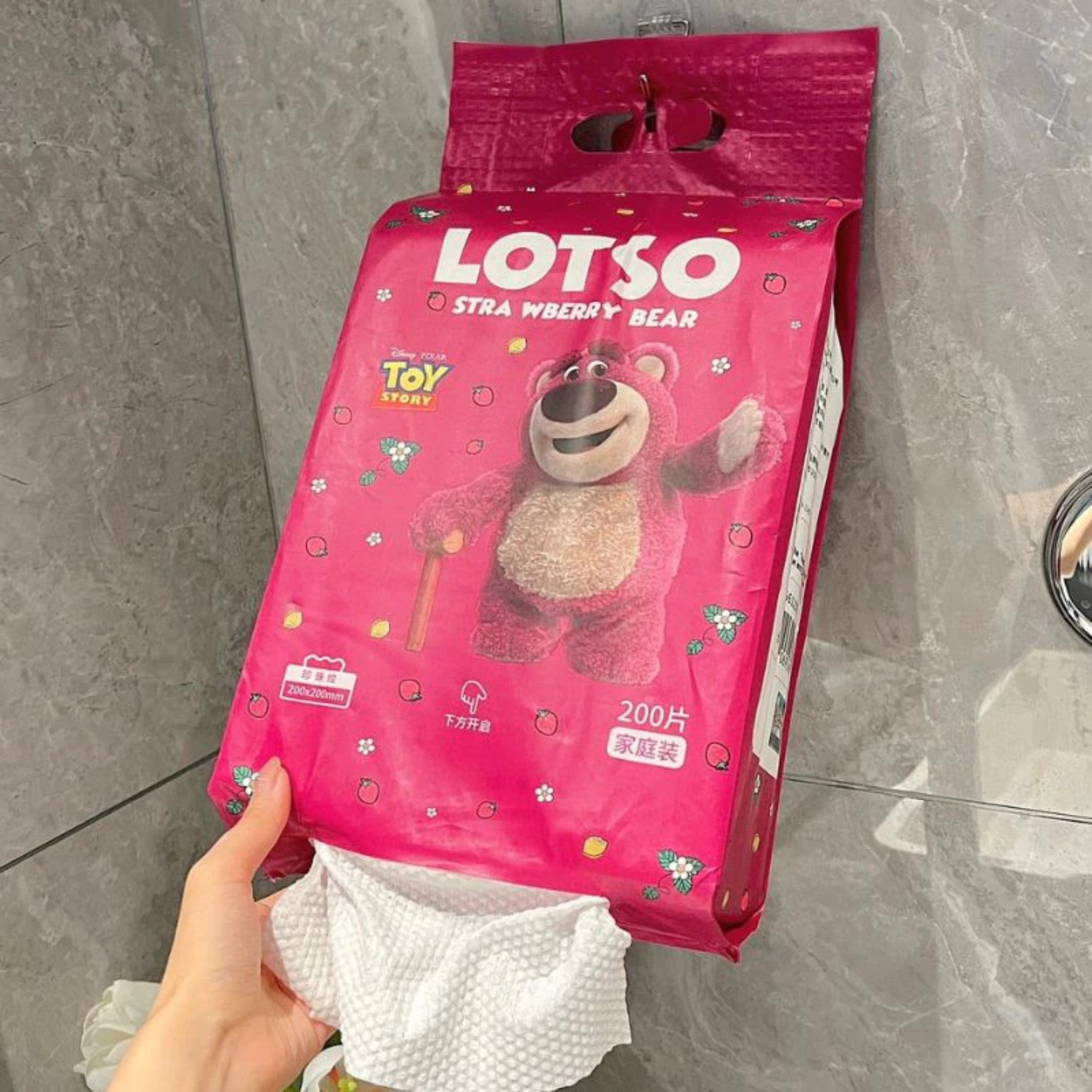 TÚI GIẤY GẤU DÂU RÚT 200 TỜ