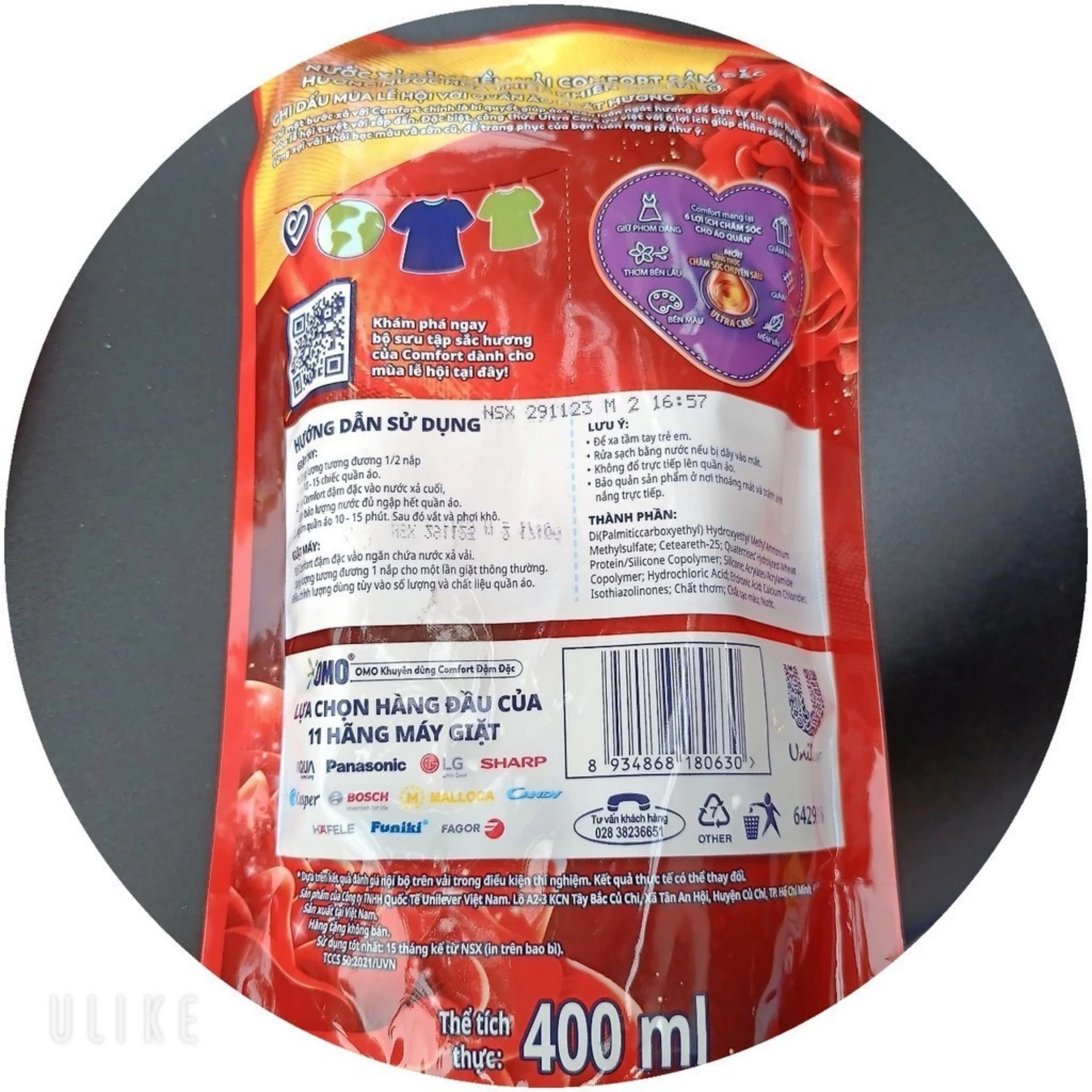 Nước xả vải comfort đậm đặc hương nước hoa thiên nhiên quyến rũ 400ml (Hàng Khuyến mãi)