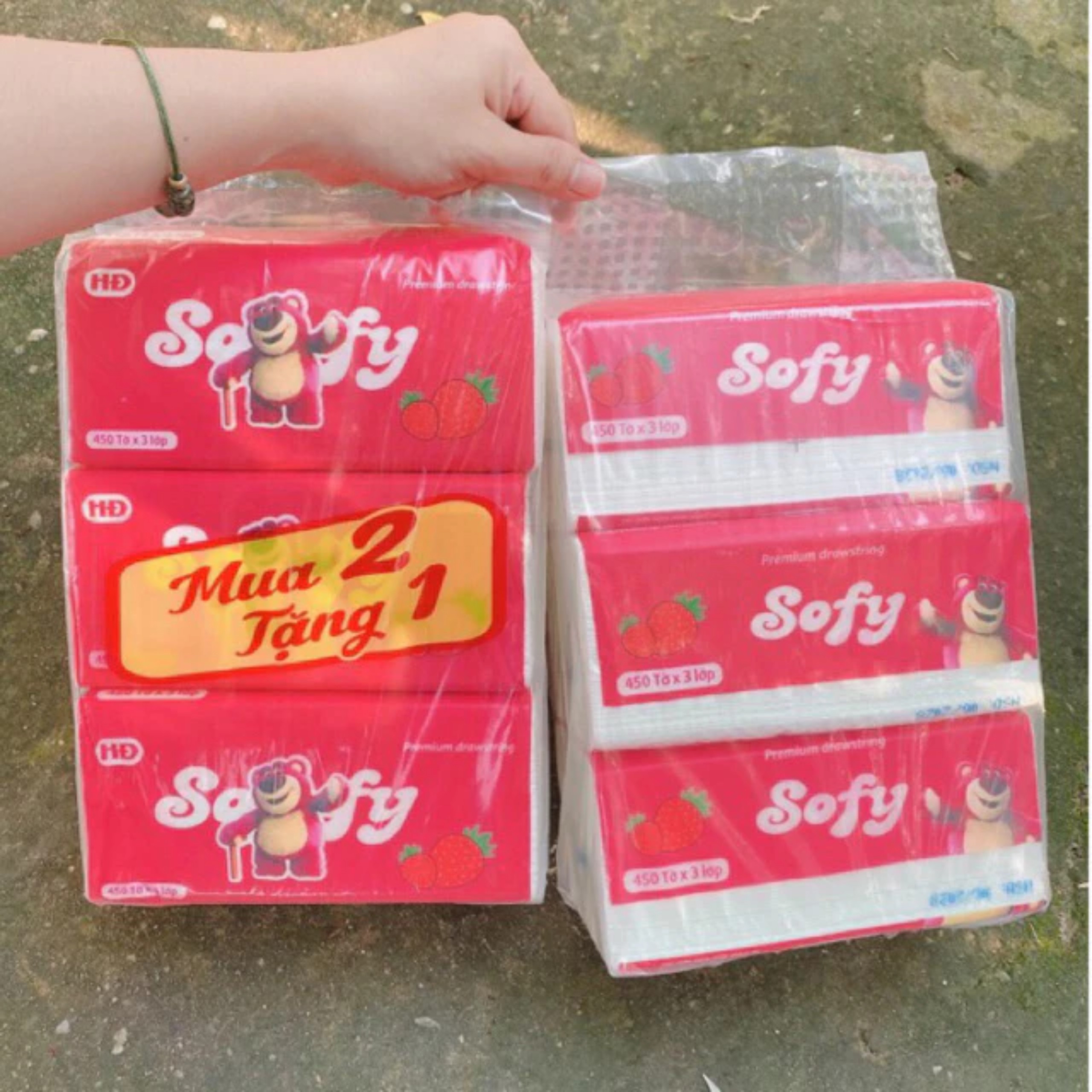 1 LỐC 3 GIẤY ĂN SOFY GẤU DÂU