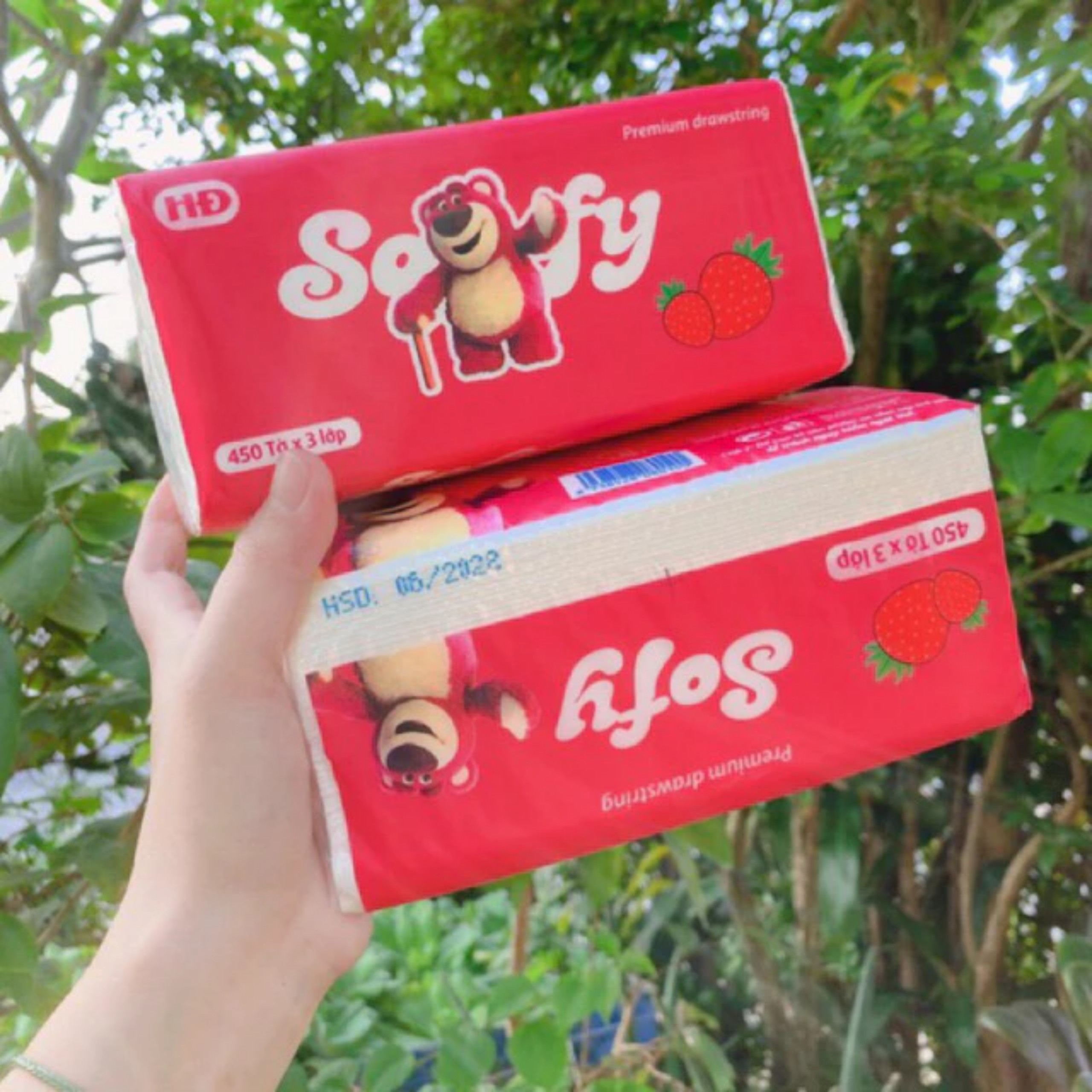 1 LỐC 3 GIẤY ĂN SOFY GẤU DÂU