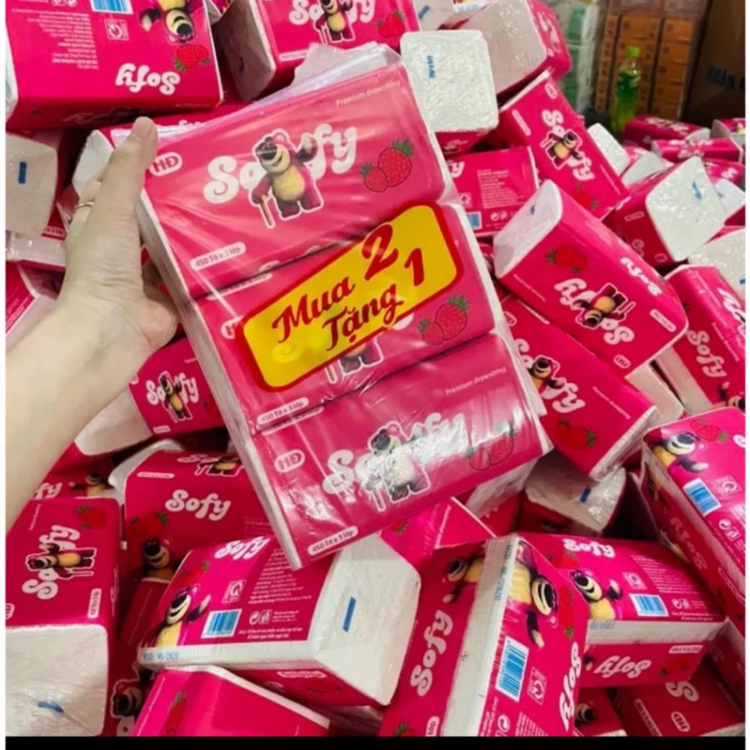 1 LỐC 3 GIẤY ĂN SOFY GẤU DÂU