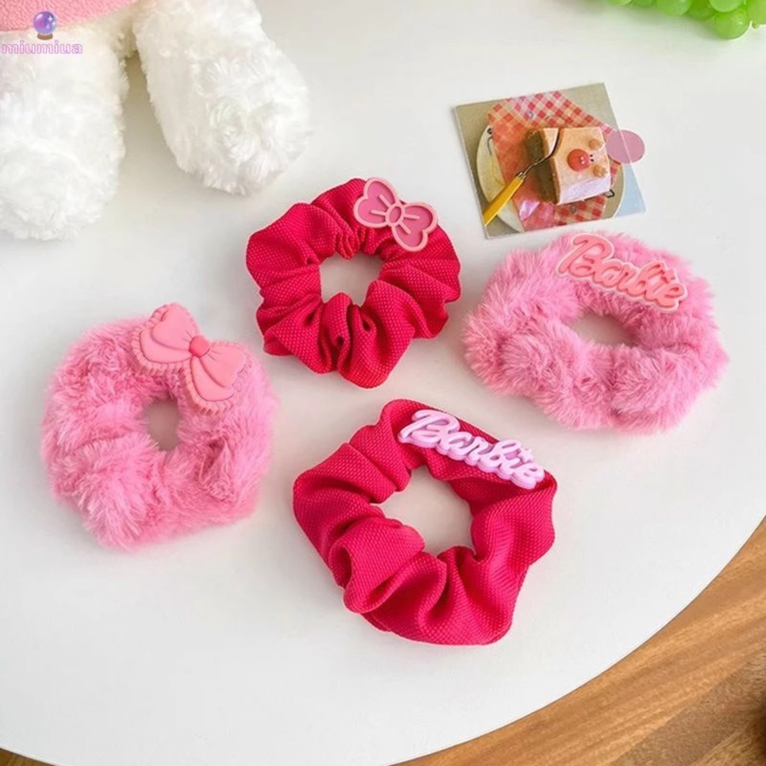 SET 4 CỘT TÓC HỌA TIẾT MÀU HỒNG