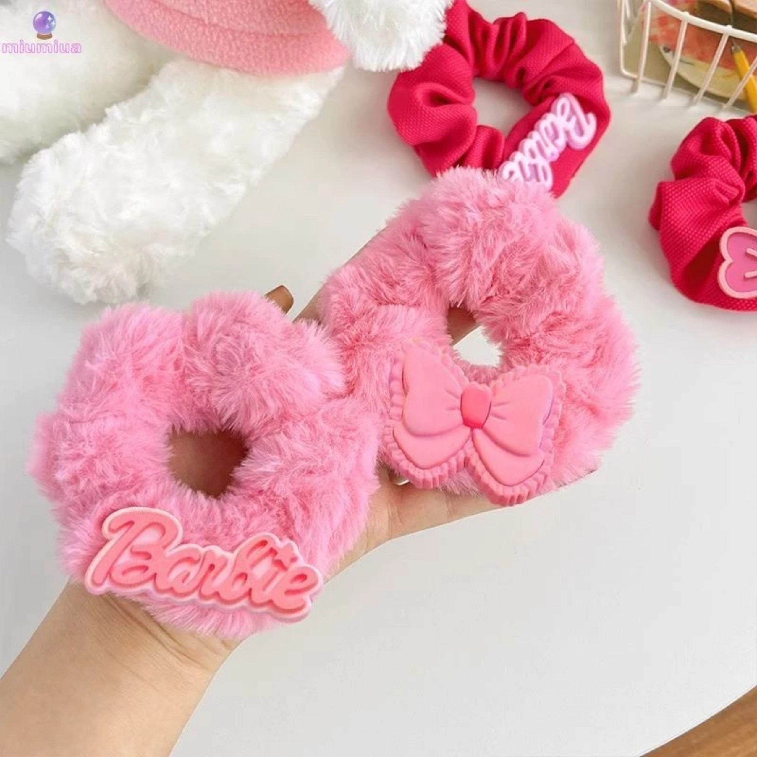 SET 4 CỘT TÓC HỌA TIẾT MÀU HỒNG