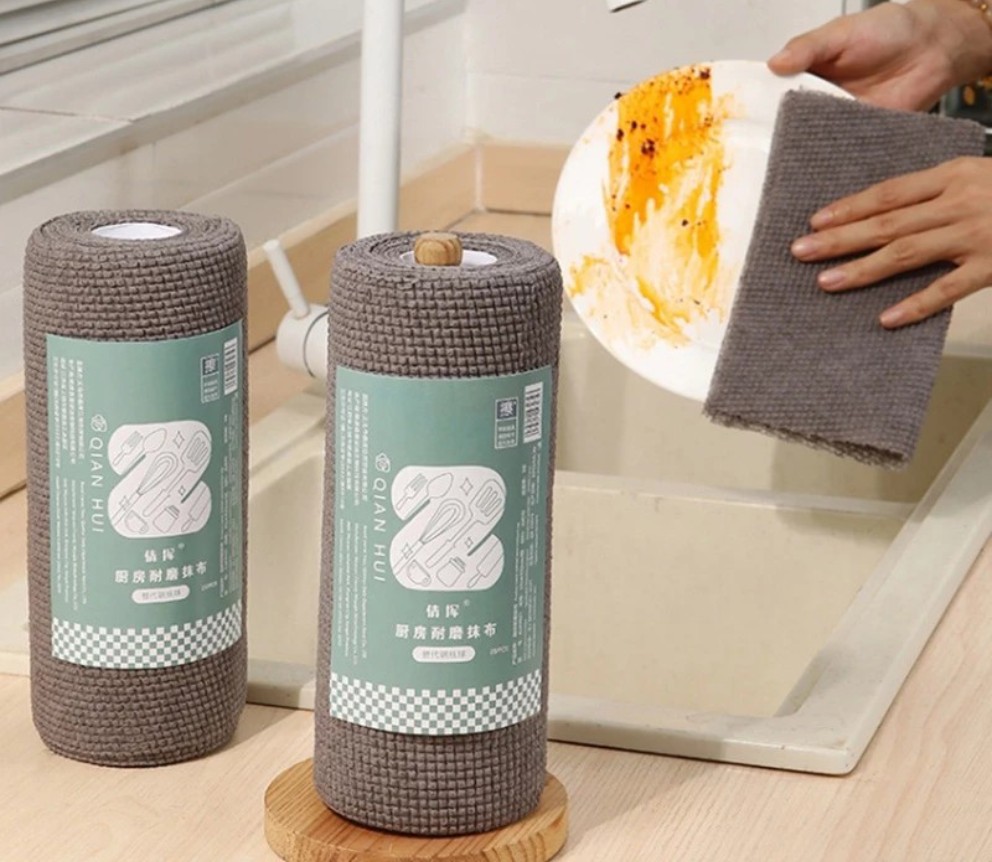 CUỘN KHĂN GIẤY LAU BẾP THAN ĐEN 20 CM