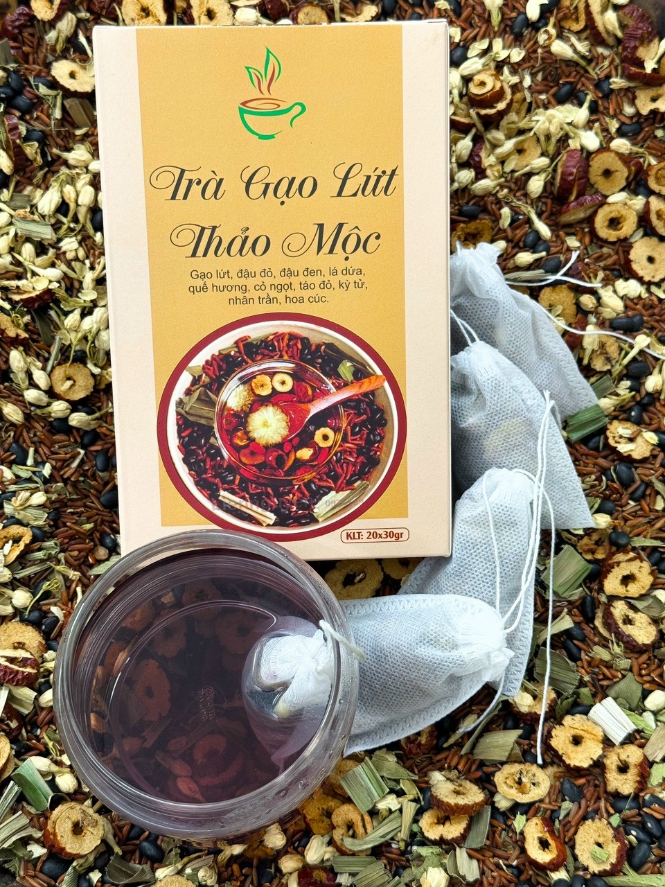 HỘP 20 GÓI TRÀ GẠO LỨT THẢO MỘC