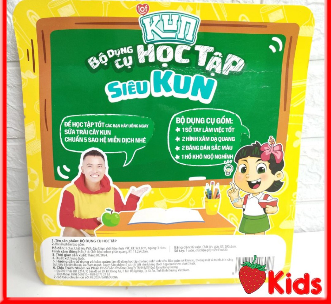 Bộ dụng cụ học tập siêu kun hàng khuyến mãi sữa kun mới 2024