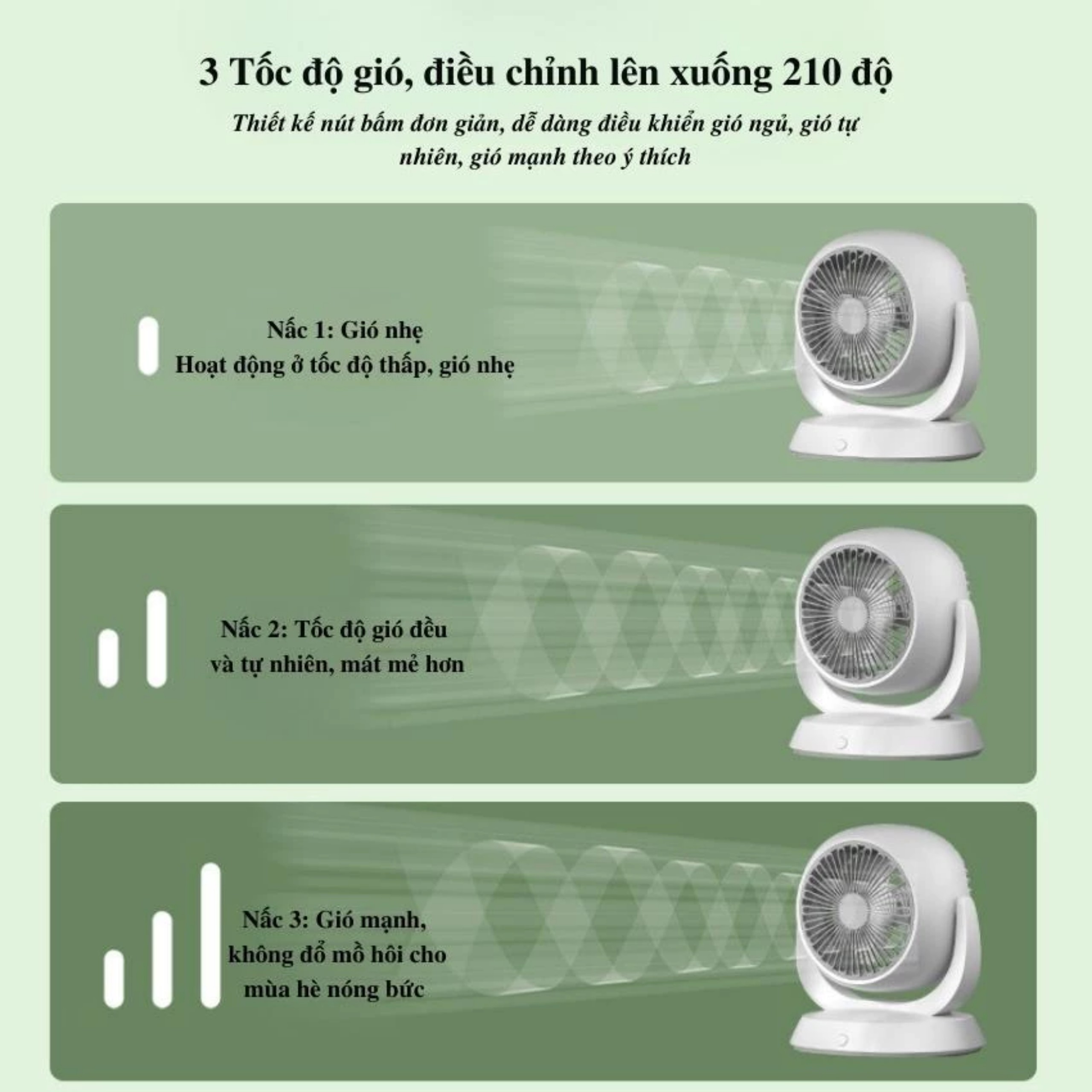QUẠT ĐỂ BÀN MÁY TÍNH ĐIỀU CHỈNH TÙY Ý 210 ĐỘ