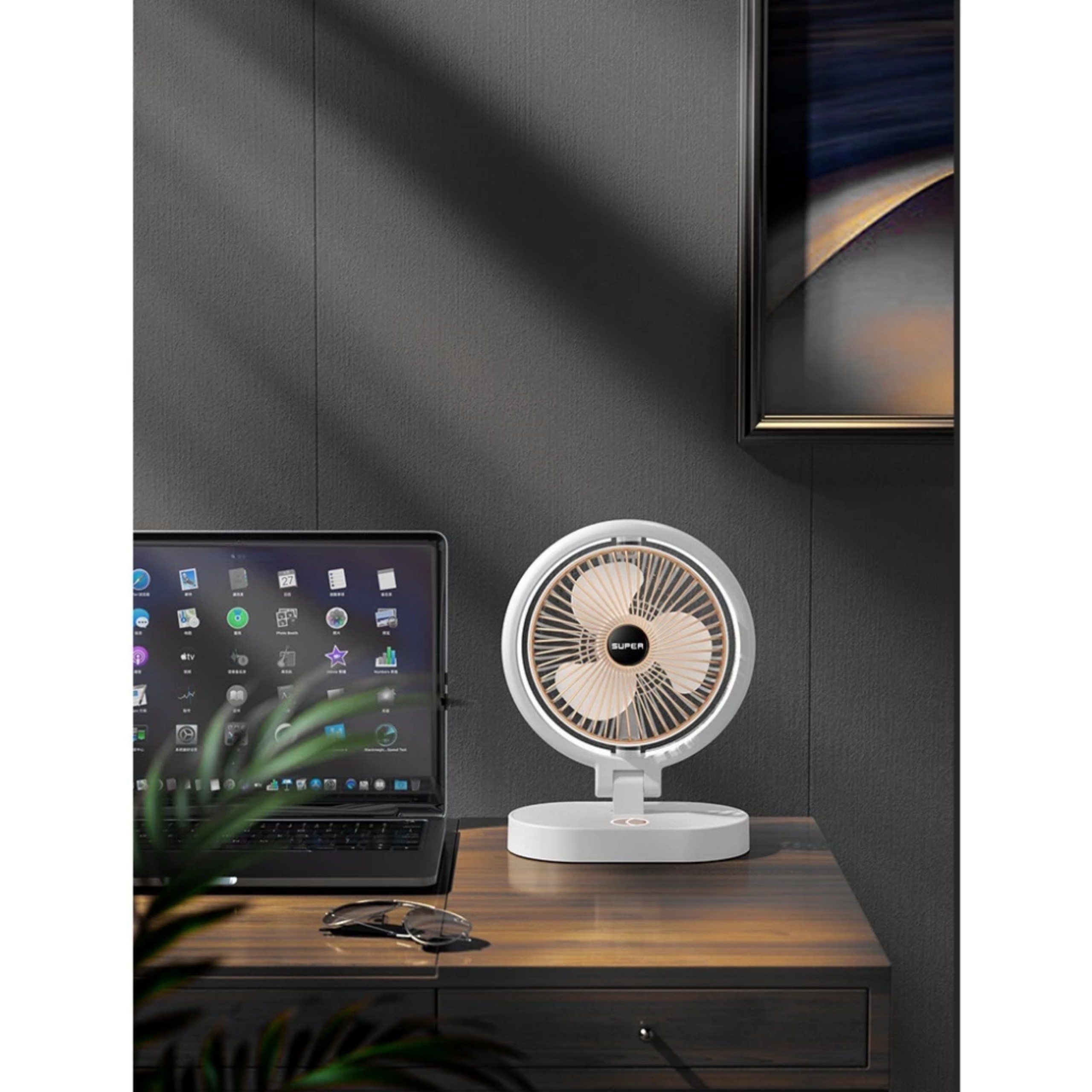 QUẠT TÍCH ĐIỆN XOAY TÍCH HỢP ĐÈN THÔNG MINH