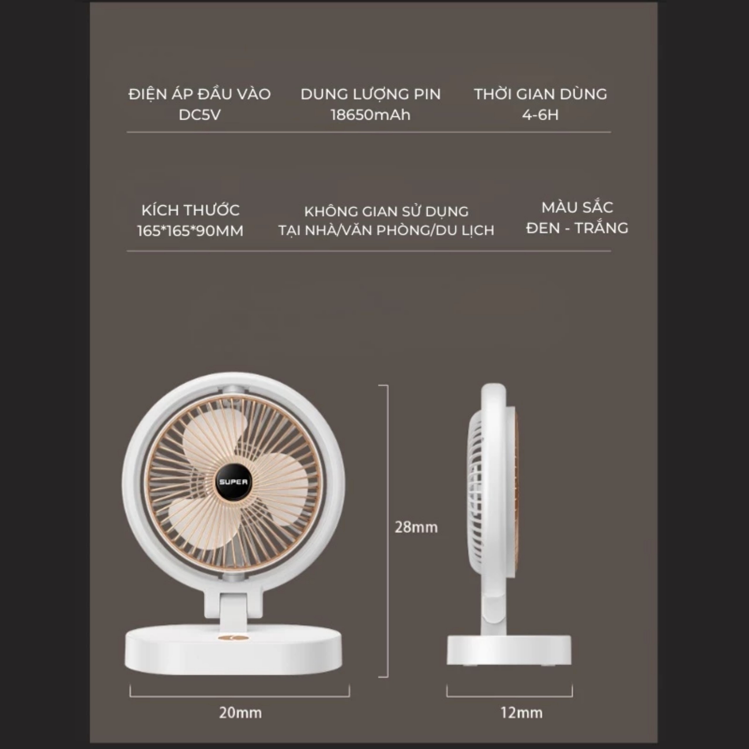 QUẠT TÍCH ĐIỆN XOAY TÍCH HỢP ĐÈN THÔNG MINH