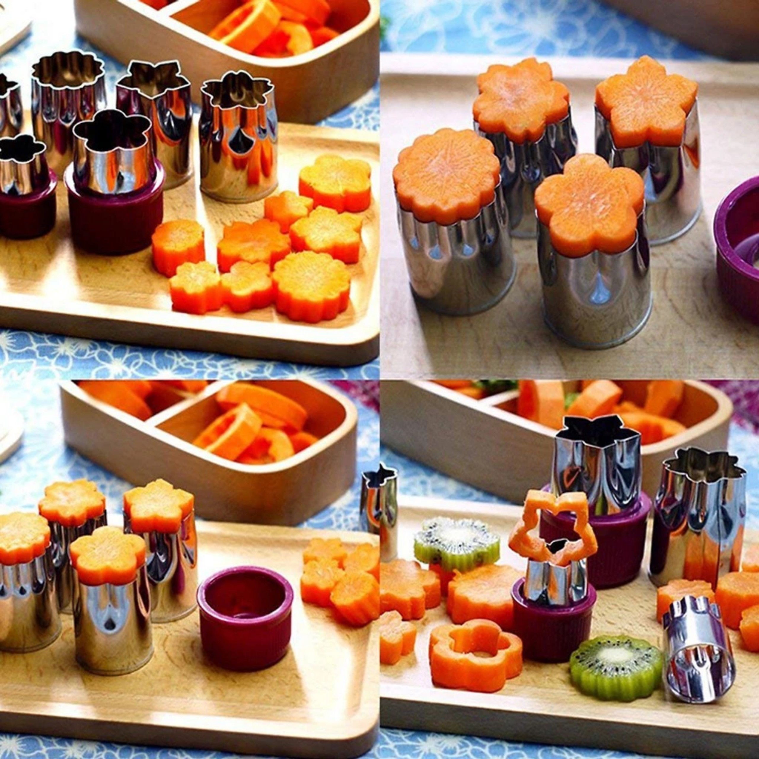 Bộ Dụng Cụ Cắt Tỉa Rau Củ Quả Inox 8 Món, Bộ Khuôn Cắt Tạo Hình Rau Củ Quả