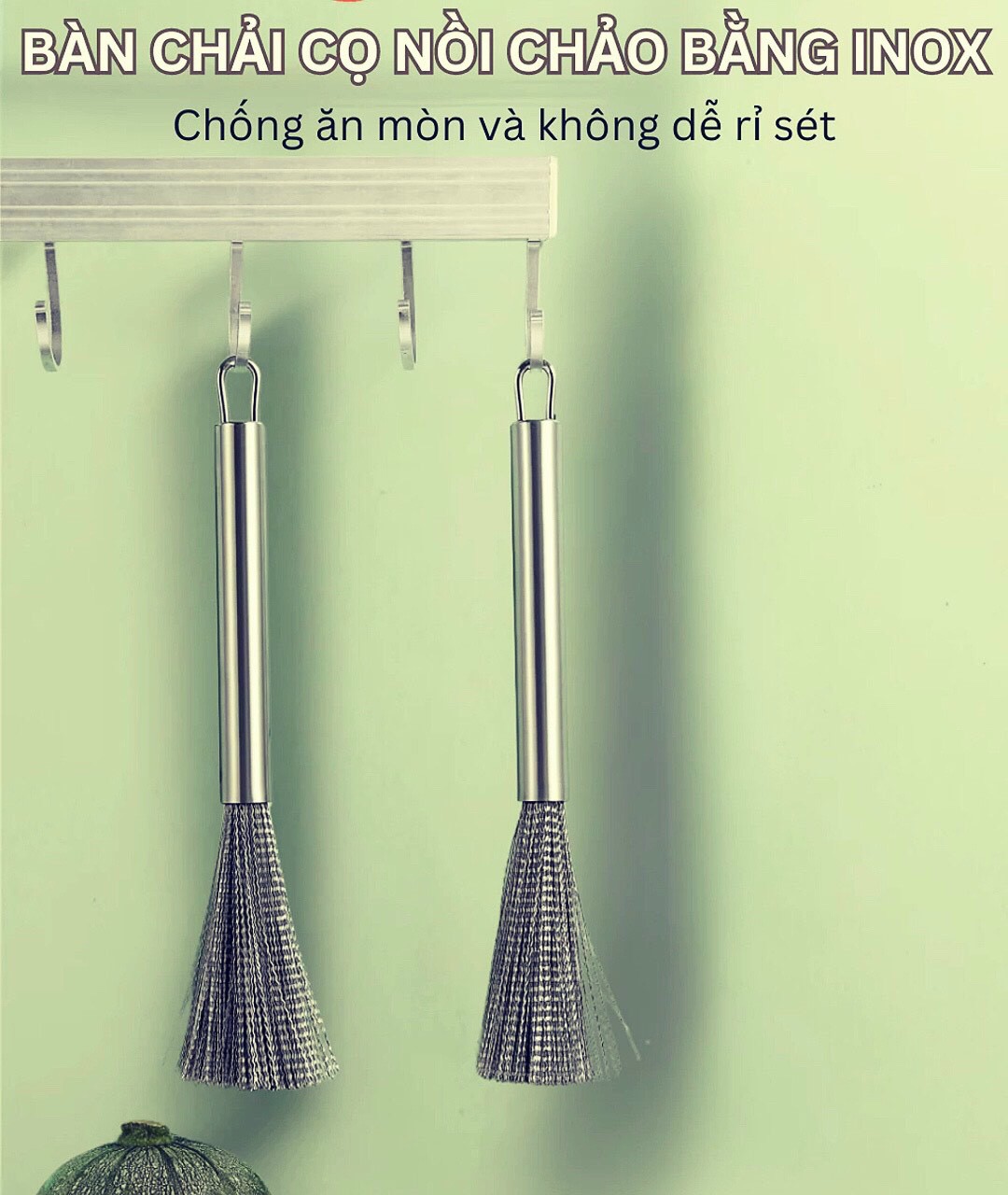 DỤNG CỤ CHÀ NỒI CHẢO INOX CÓ TAY CẦM
