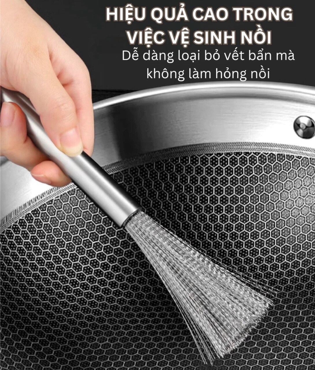 DỤNG CỤ CHÀ NỒI CHẢO INOX CÓ TAY CẦM