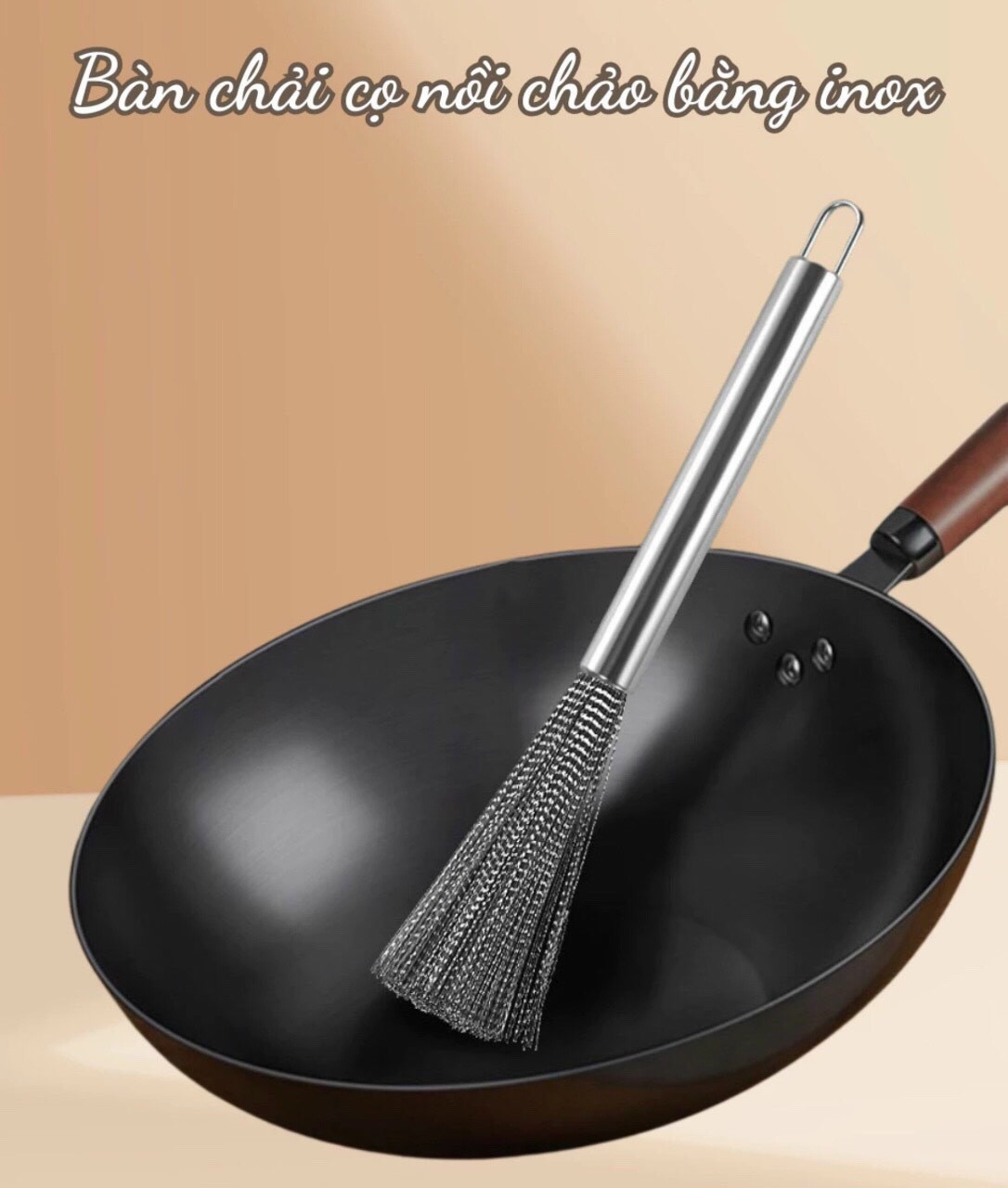 DỤNG CỤ CHÀ NỒI CHẢO INOX CÓ TAY CẦM