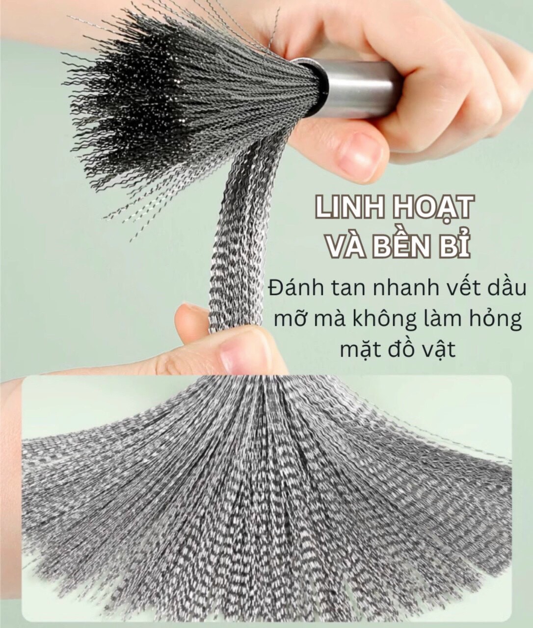 DỤNG CỤ CHÀ NỒI CHẢO INOX CÓ TAY CẦM