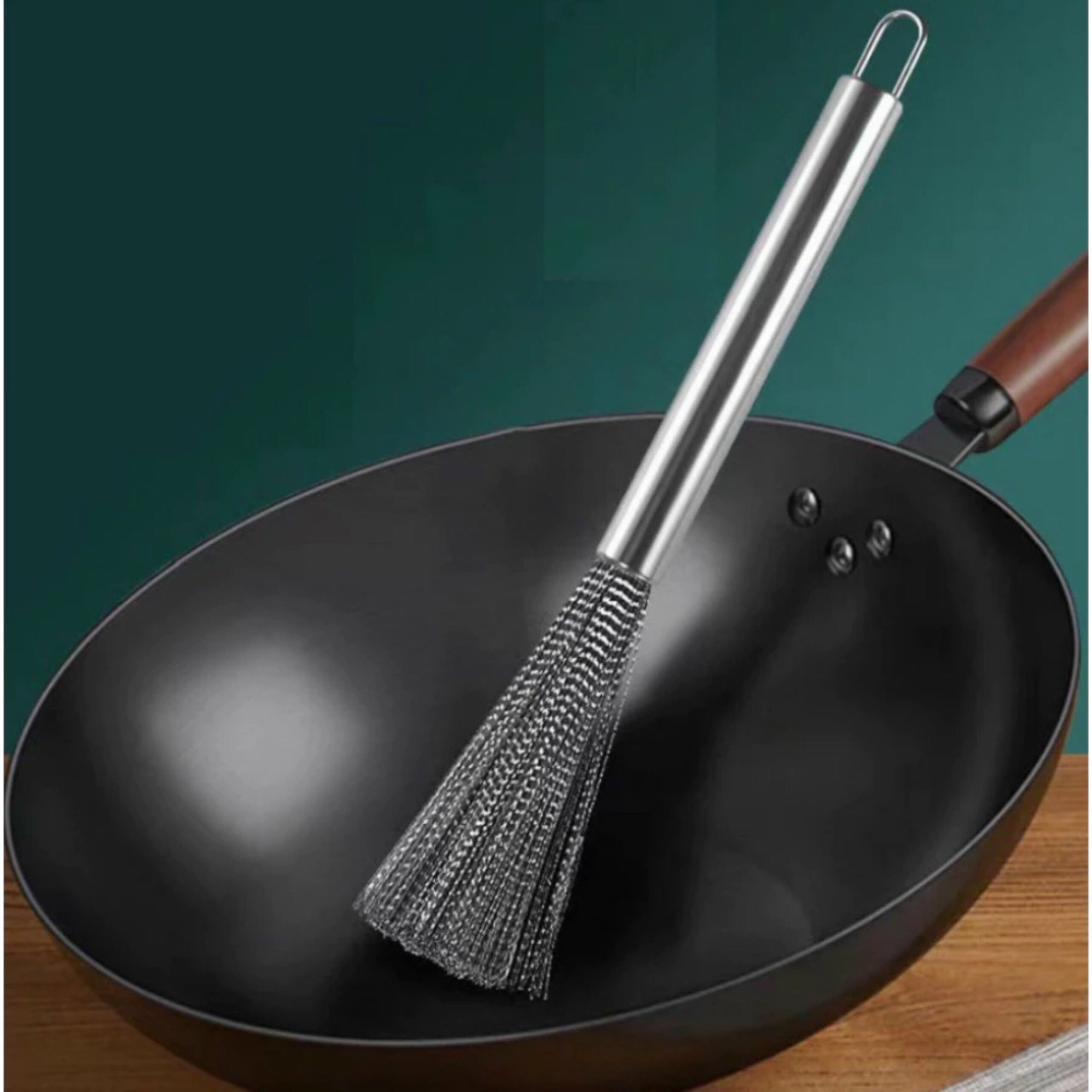 DỤNG CỤ CHÀ NỒI CHẢO INOX CÓ TAY CẦM