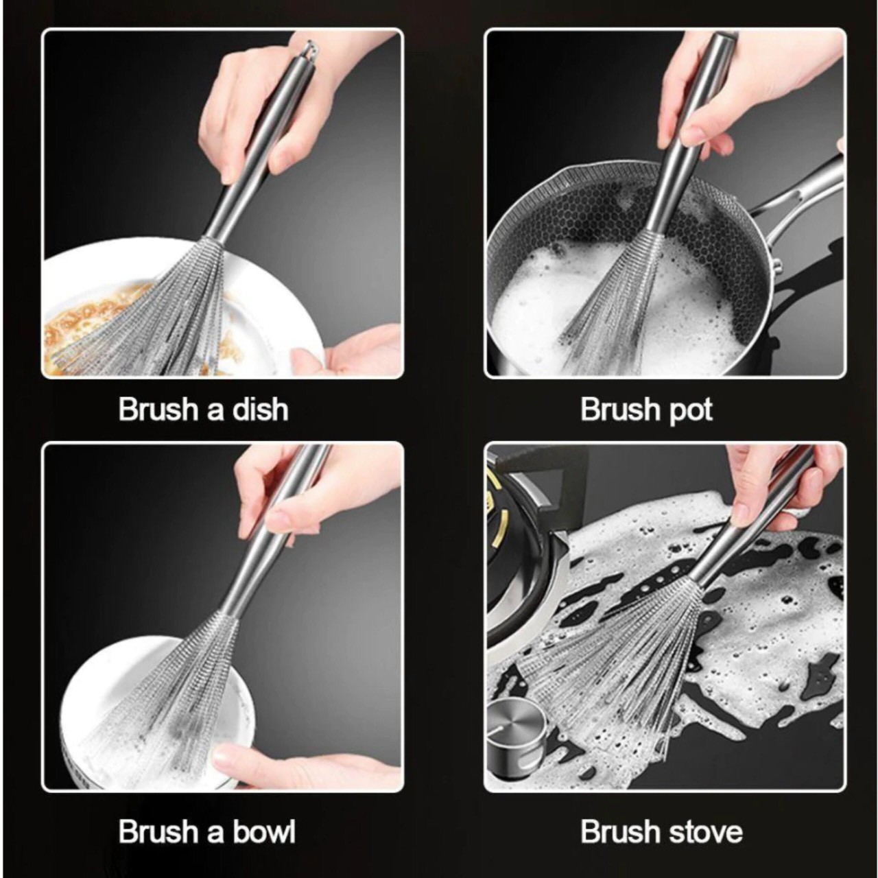 DỤNG CỤ CHÀ NỒI CHẢO INOX CÓ TAY CẦM