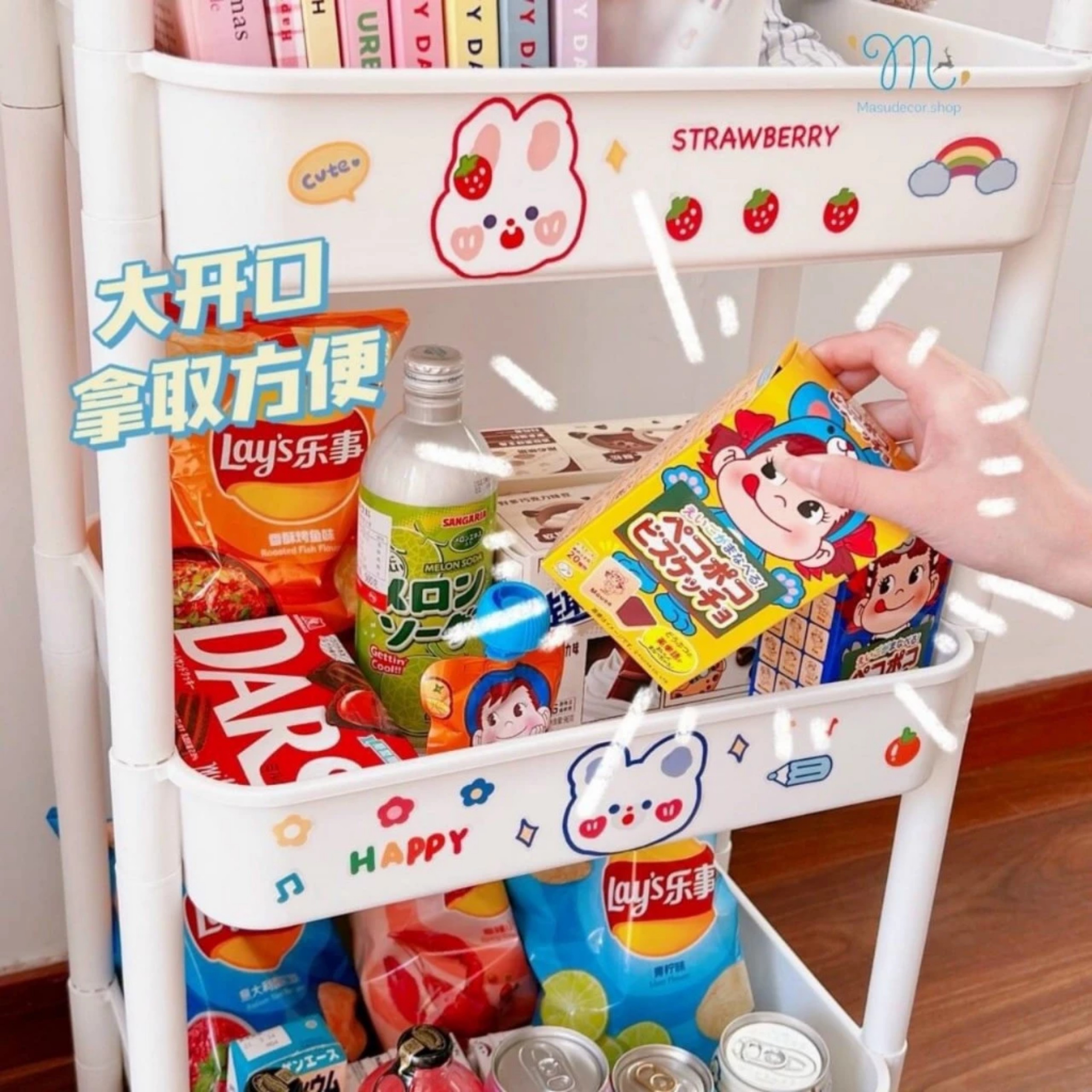 KỆ 4 TẦNG ĐA NĂNG CÓ BÁNH XE + STICKER