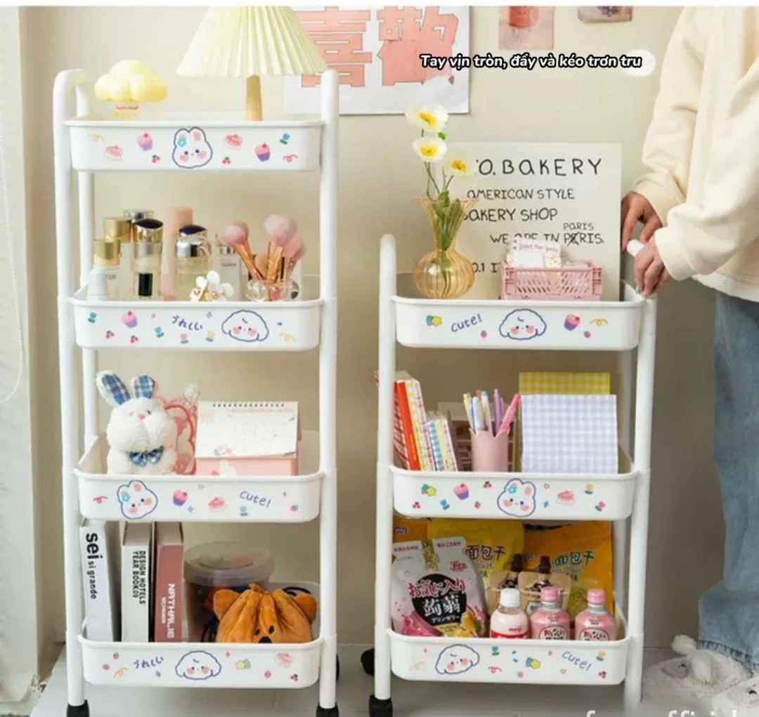 KỆ 4 TẦNG ĐA NĂNG CÓ BÁNH XE + STICKER