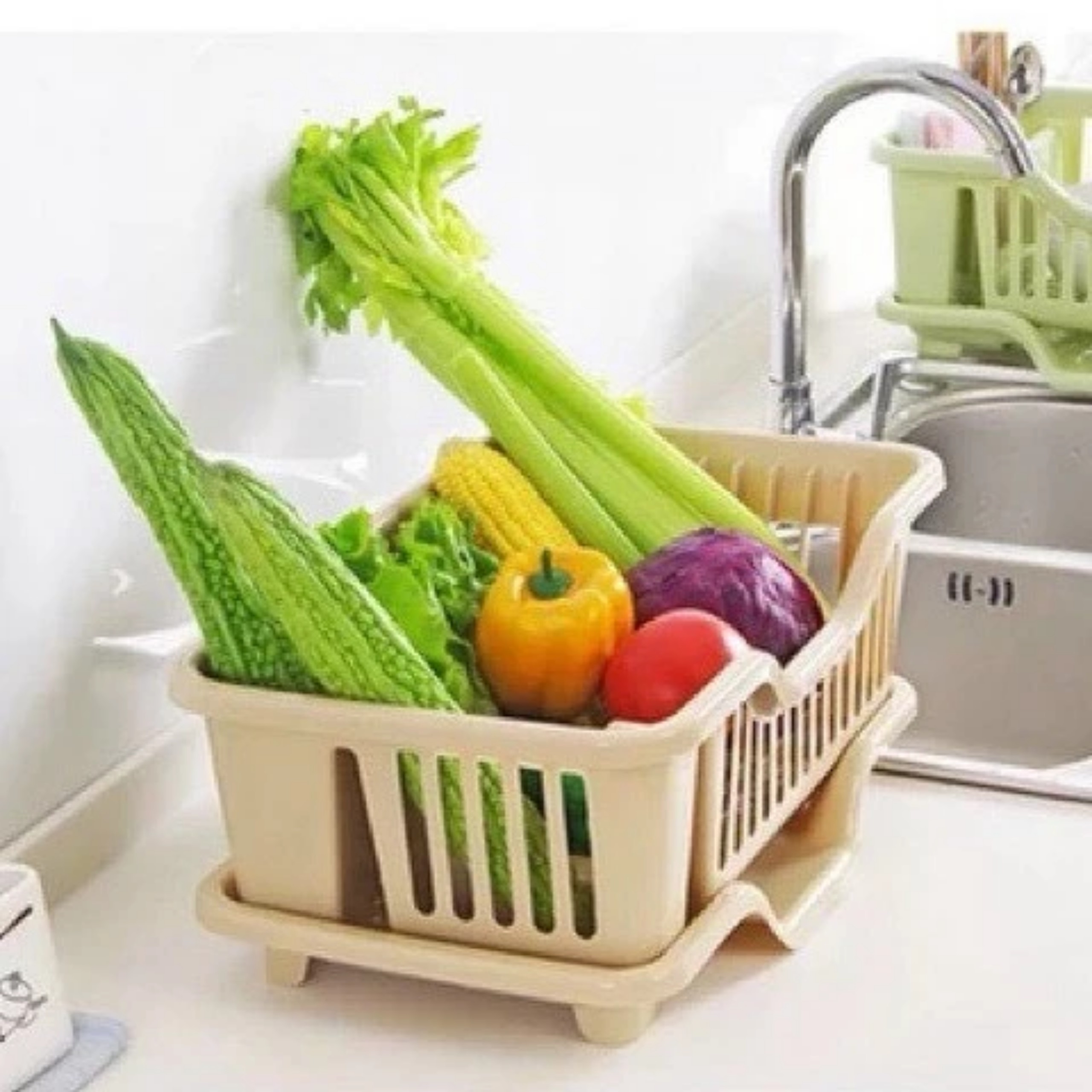 RỔ ÚP CHÉN BÁT CÓ KHAY HỨNG NƯỚC BÊN DƯỚI