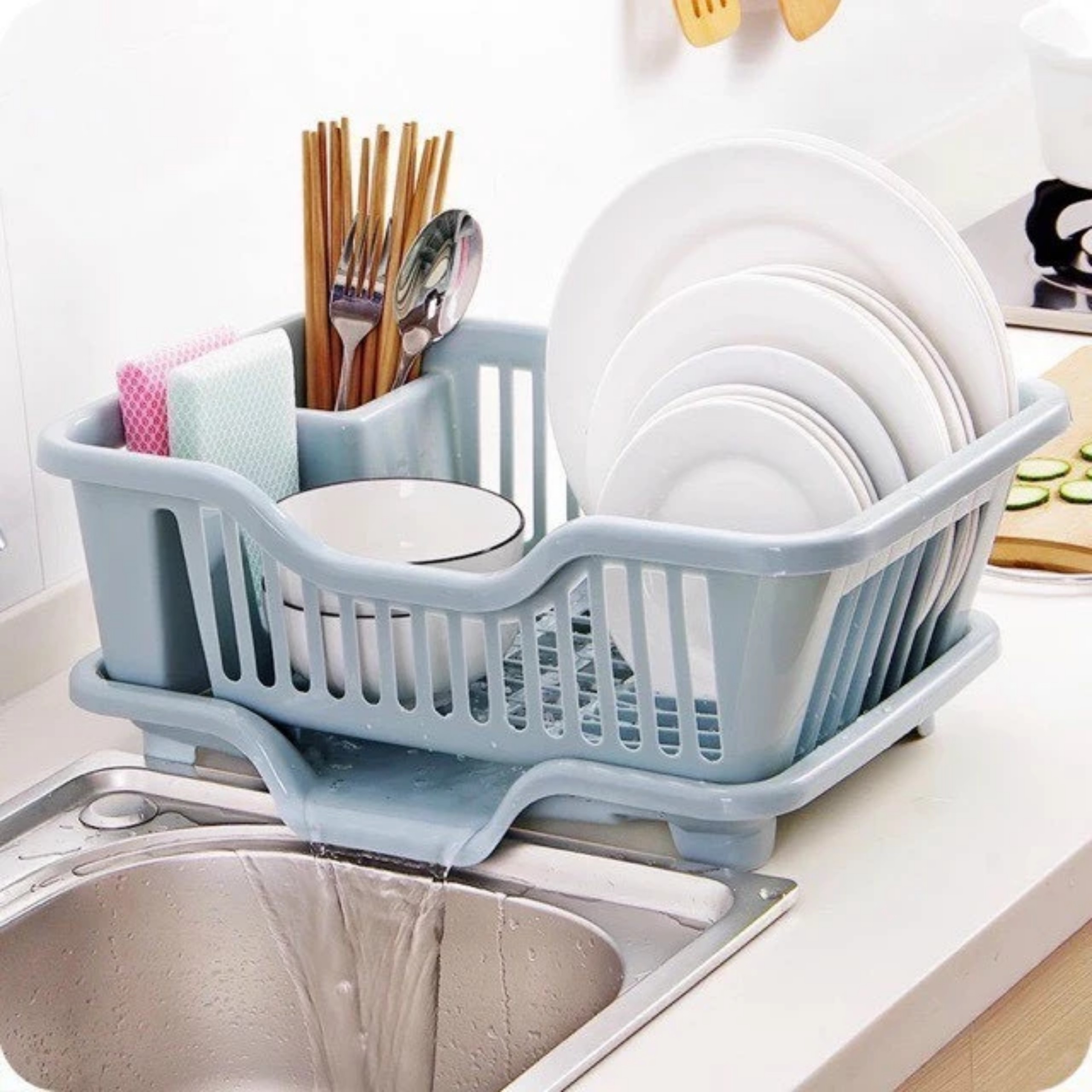 RỔ ÚP CHÉN BÁT CÓ KHAY HỨNG NƯỚC BÊN DƯỚI