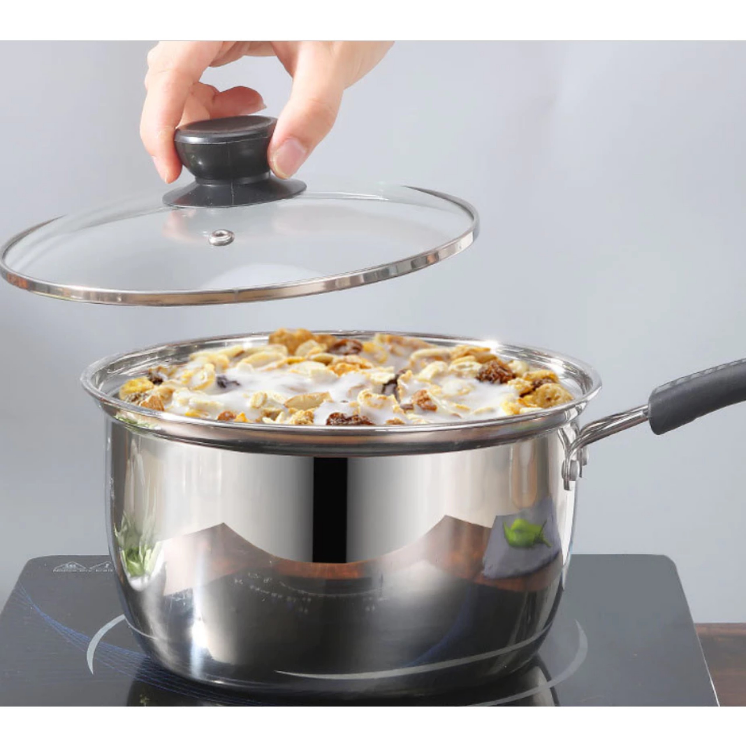 BỘ 3 NỒI INOX CÓ TAY CẦM MẶT KÍNH CAO CẤP