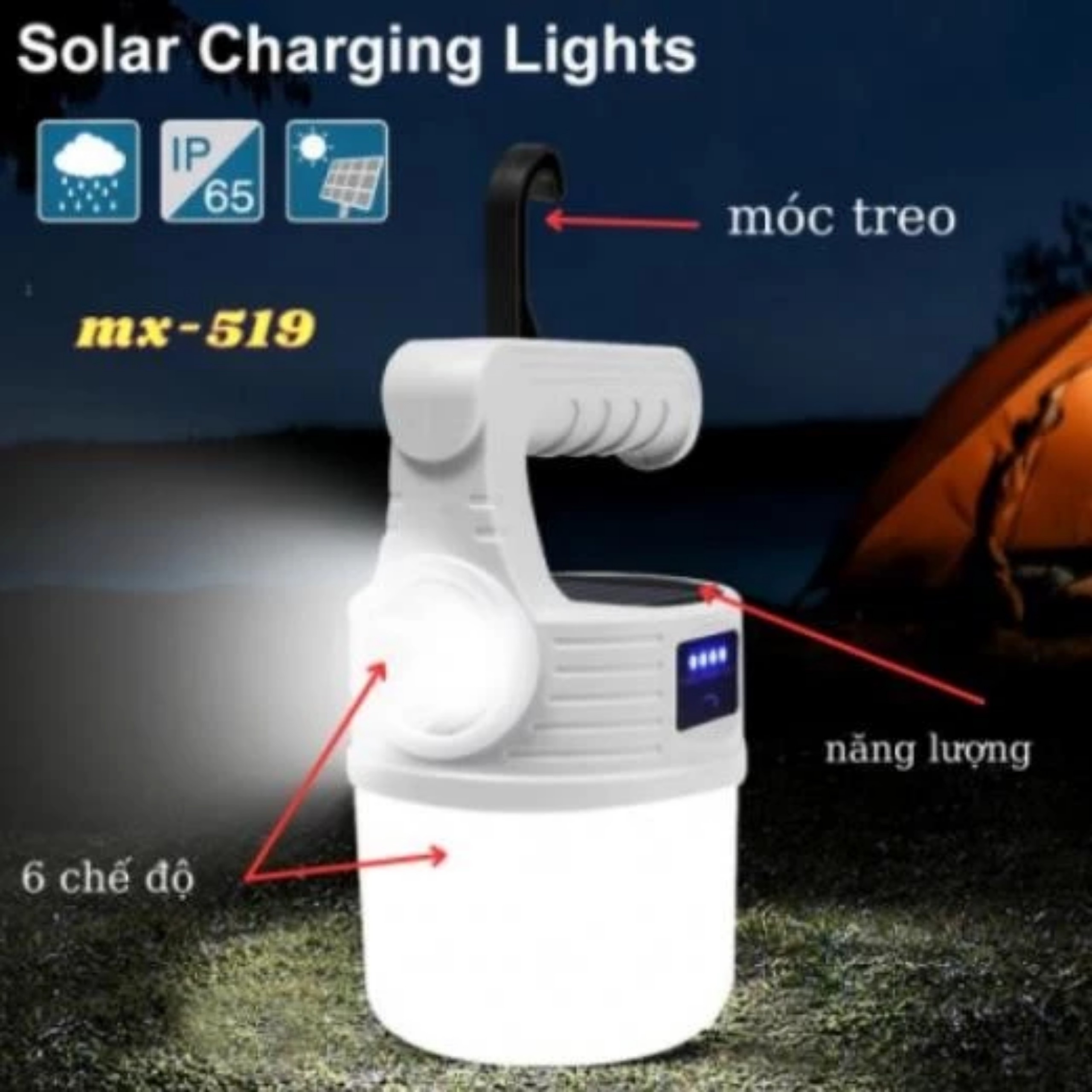 BÓNG ĐÈN TÍCH ĐIỆN TÍCH HỢP ĐÈN PIN CẦM TAY VÀ MÓC TREO