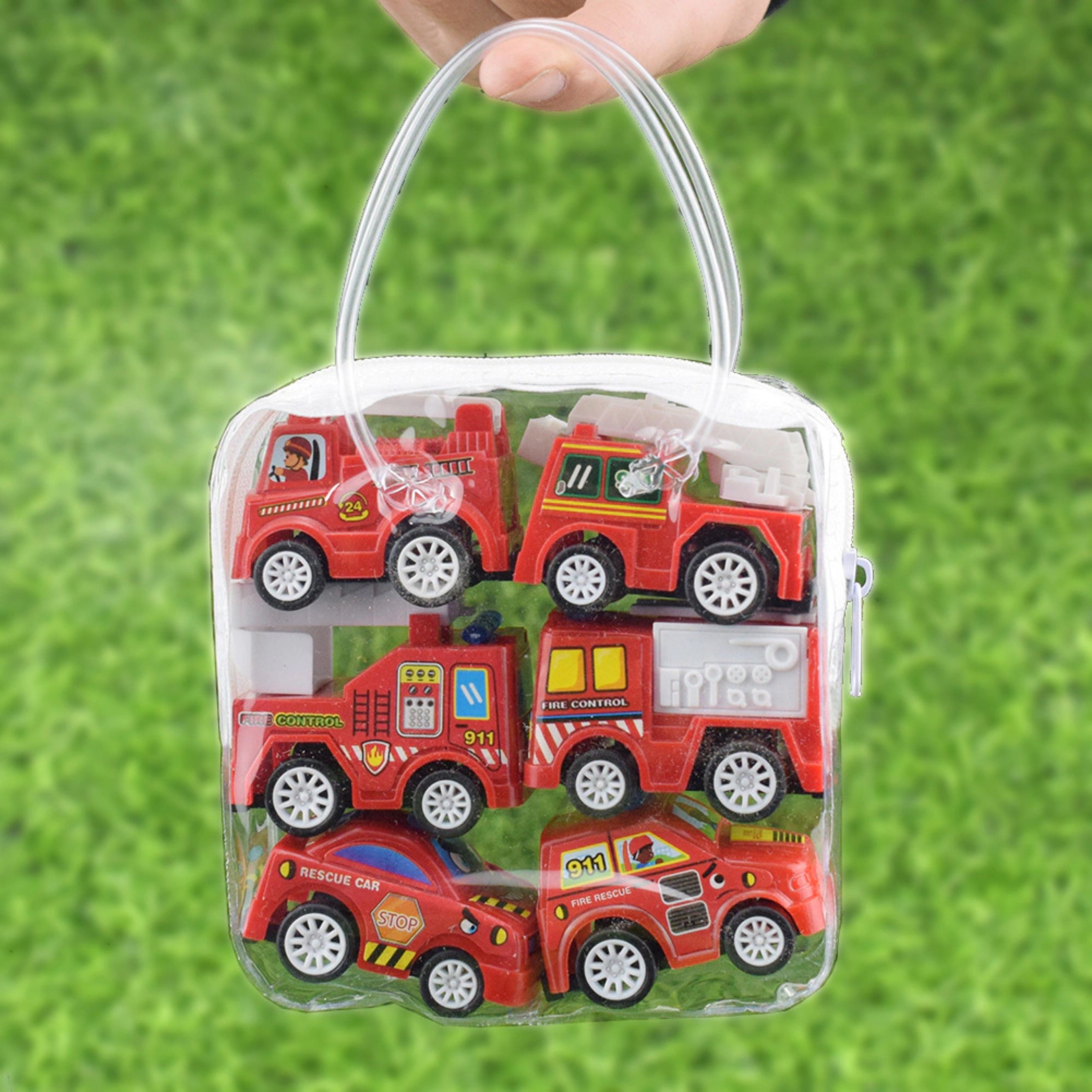 SET 6 XE ĐỒ CHƠI MINI CHẠY DÂY CÓT NHỰA