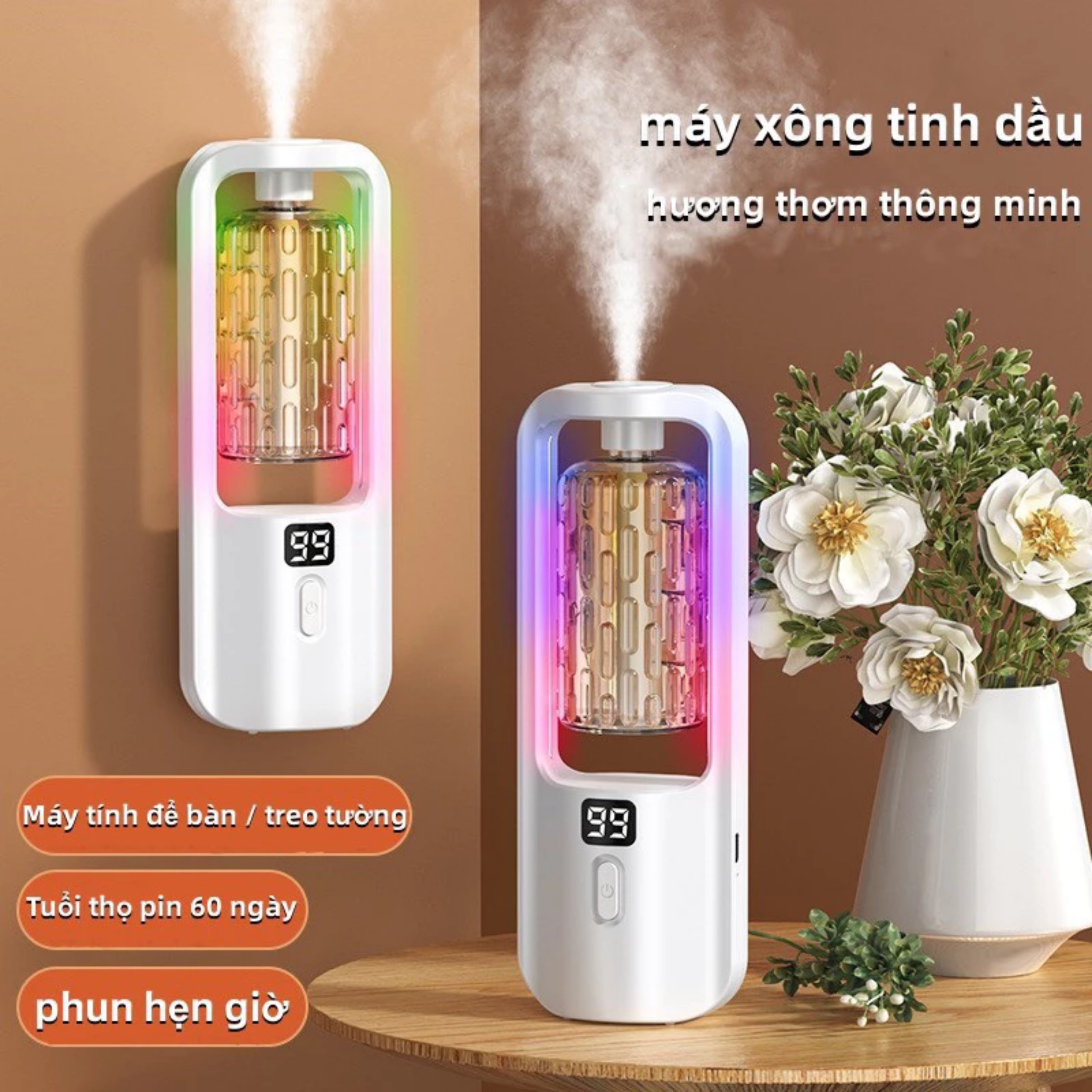 MÁY XÔNG TÁN TINH DẦU MINI PHUN SƯƠNG CÓ ĐÈN