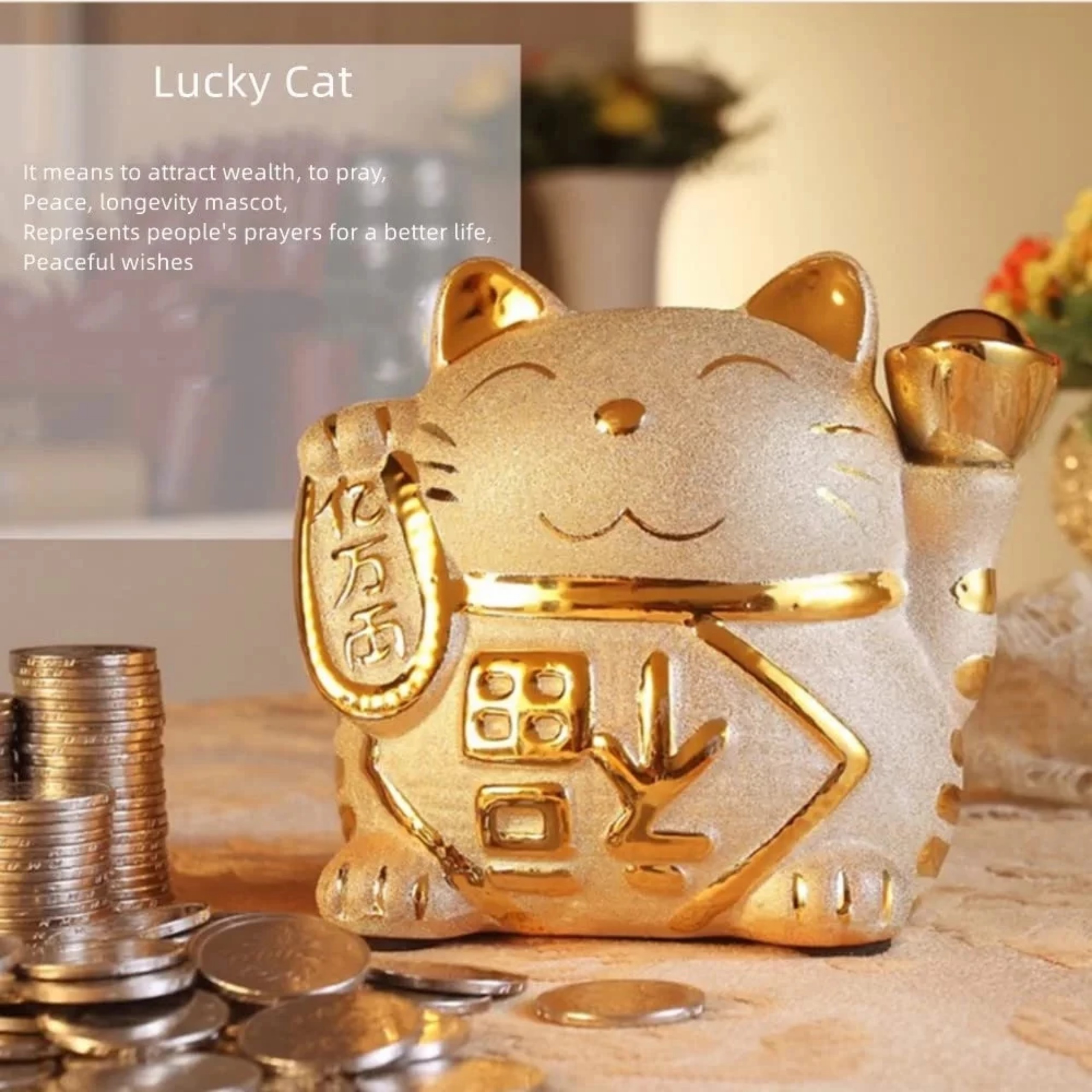 ỐNG HEO MÈO THẦN TÀI MÀU VÀNG