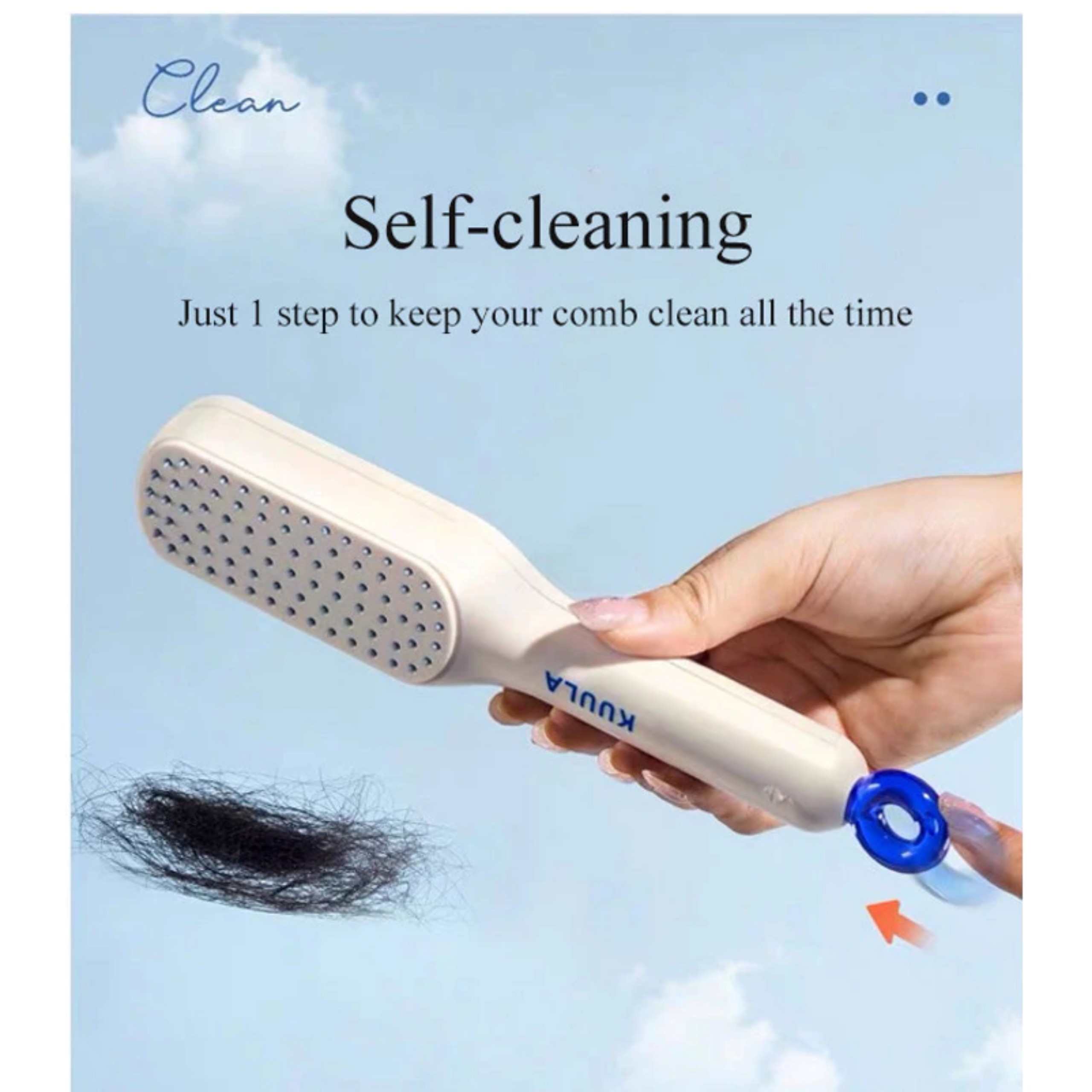 Lược chải tóc và tự làm sạch, tự gỡ tóc khỏi lược chỉ với 1 thao tác