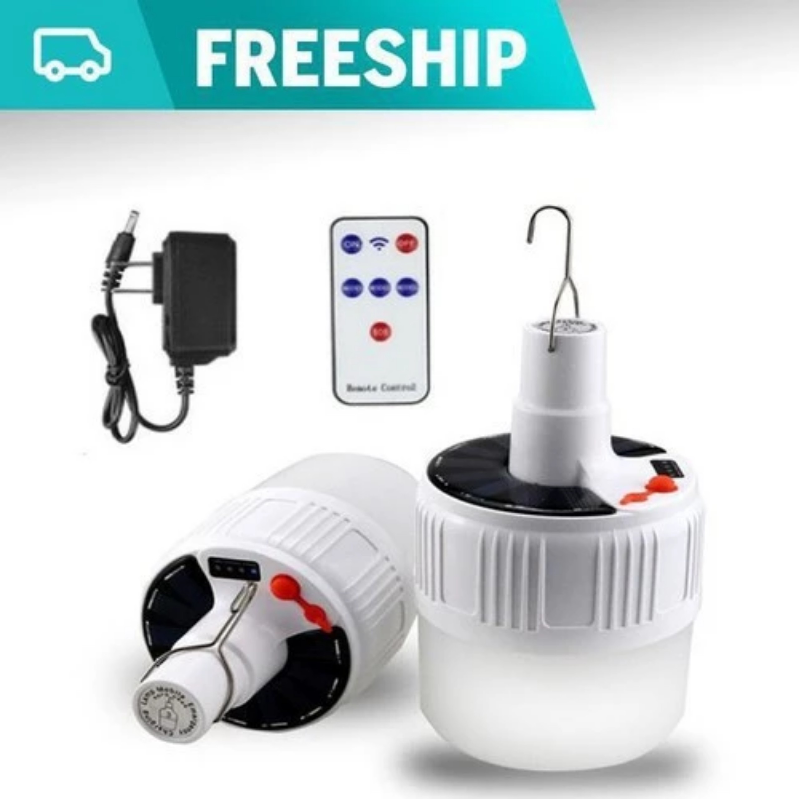 BÓNG ĐÈN TÍCH ĐIỆN 100W HÀNG CHUẨN ĐÈN LED SẠC TÍCH ĐIỆN + SẠC NĂNG LƯỢNG MẶT TRỜI CÓ MÓC TREO