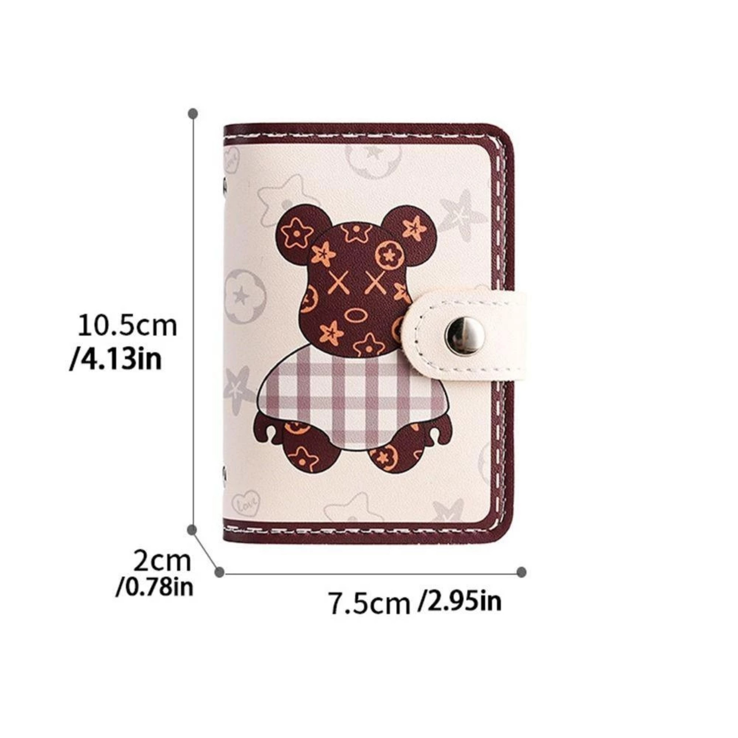 VÍ MINI GẤP 2 HỌA TIẾT GẤU NÂU