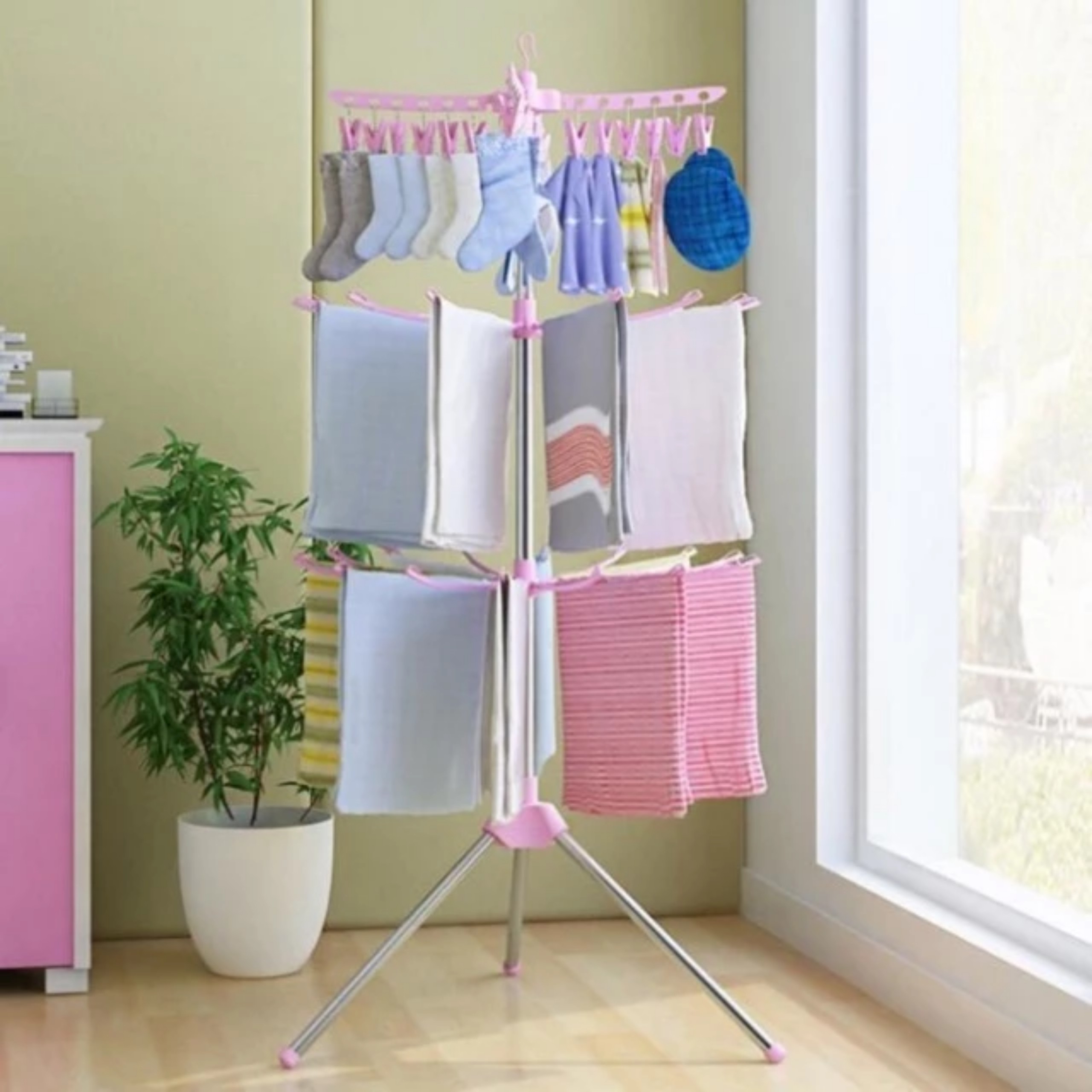 CÂY PHƠI ĐỒ 3 TẦNG THÔNG MINH GẤP GỌN ĐA NĂNG