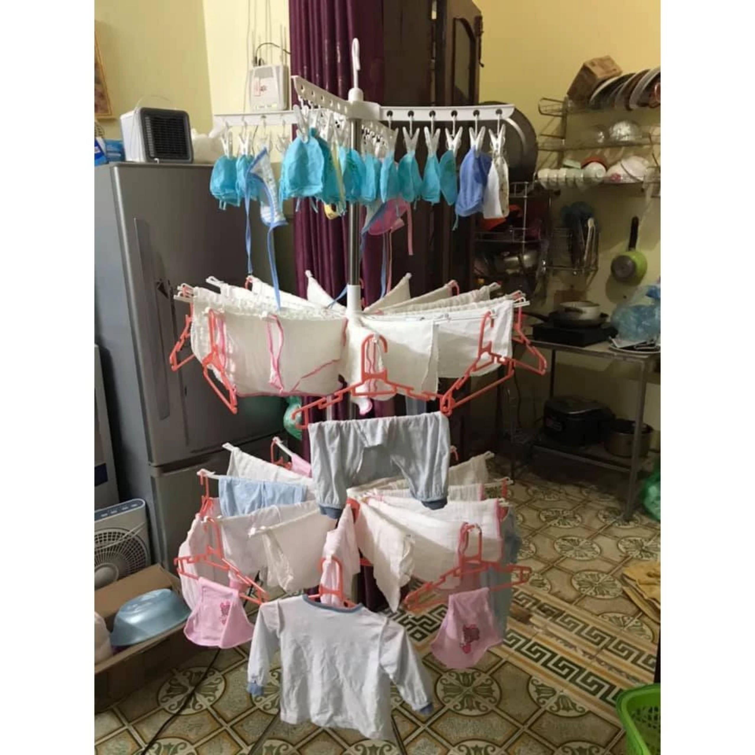 CÂY PHƠI ĐỒ 3 TẦNG THÔNG MINH GẤP GỌN ĐA NĂNG