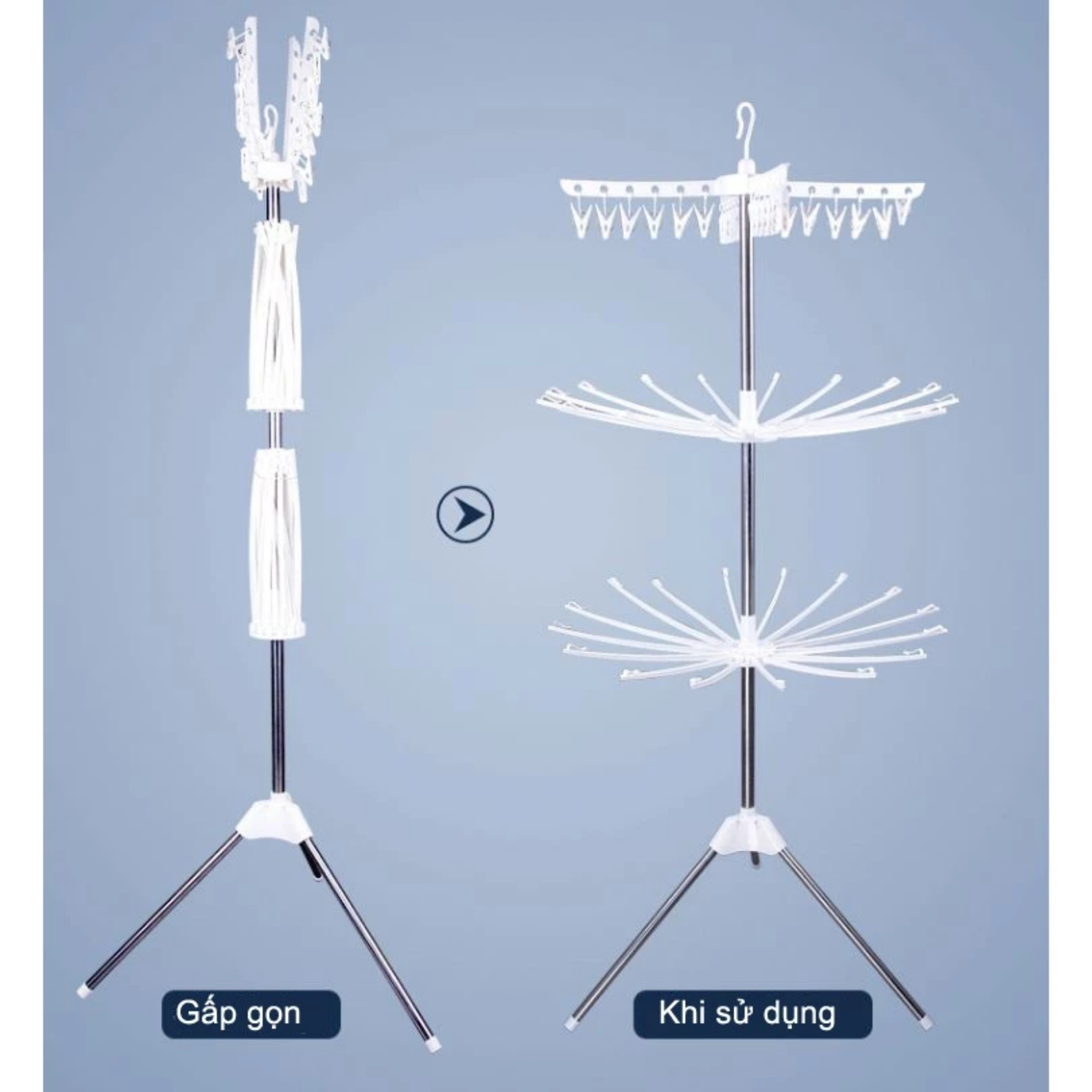 CÂY PHƠI ĐỒ 3 TẦNG THÔNG MINH GẤP GỌN ĐA NĂNG