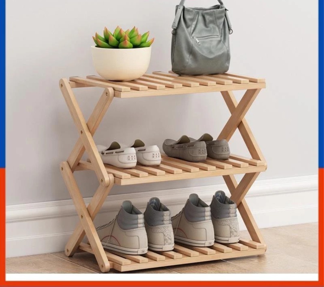 KỆ DÉP GỖ CHỮ X 3 TẦNG