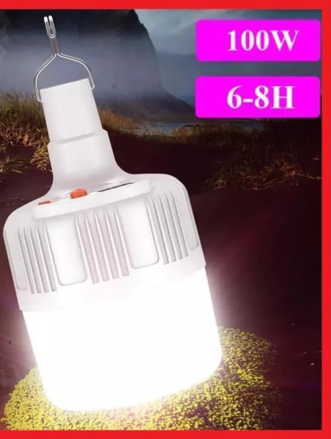 ĐÈN LED 100W SẠC TÍCH ĐIỆN + SẠC NĂNG LƯỢNG MẶT TRỜI CÓ MÓC TREO